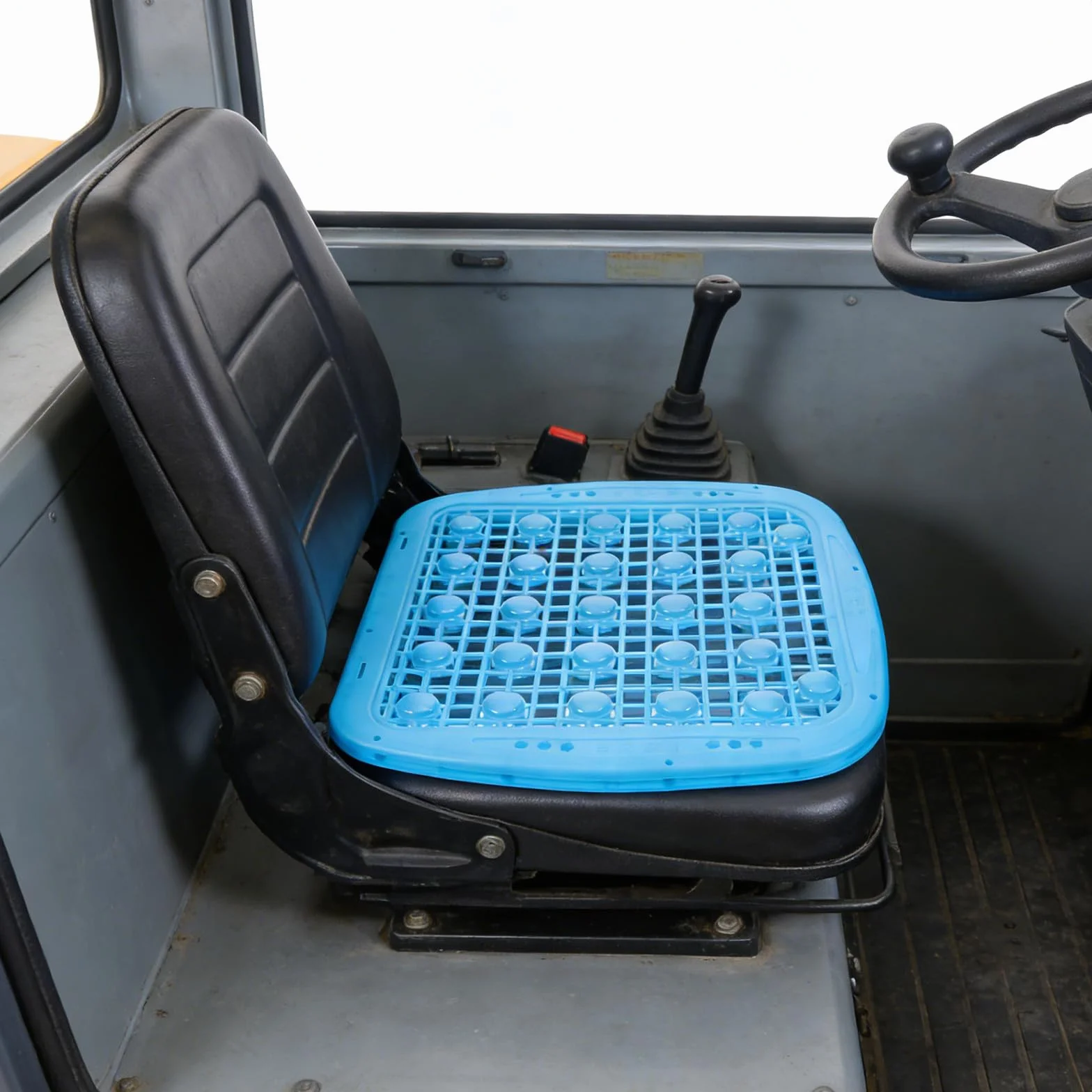 Cojín para Asiento de montacargas: Transpirable y ventilado, con Doble Capa de Bolas de Masaje, diseño Hueco de 40 x 39 cm, Ideal para excavadoras de Camiones.