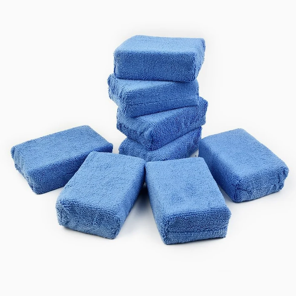 Esponja aplicadora de microfibra para lavado de coche, 12 cm x 8 cm x 3,5 cm, azul, 4/8 unidades