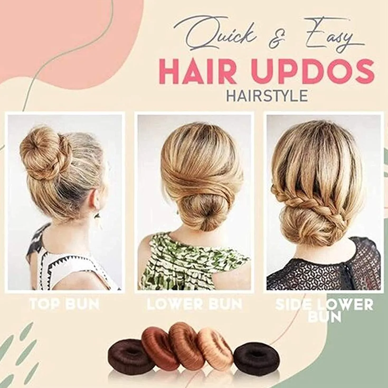 Donut Hair Bun Maker Set 4 Pcs Hair Bun Shaper for Women Girls