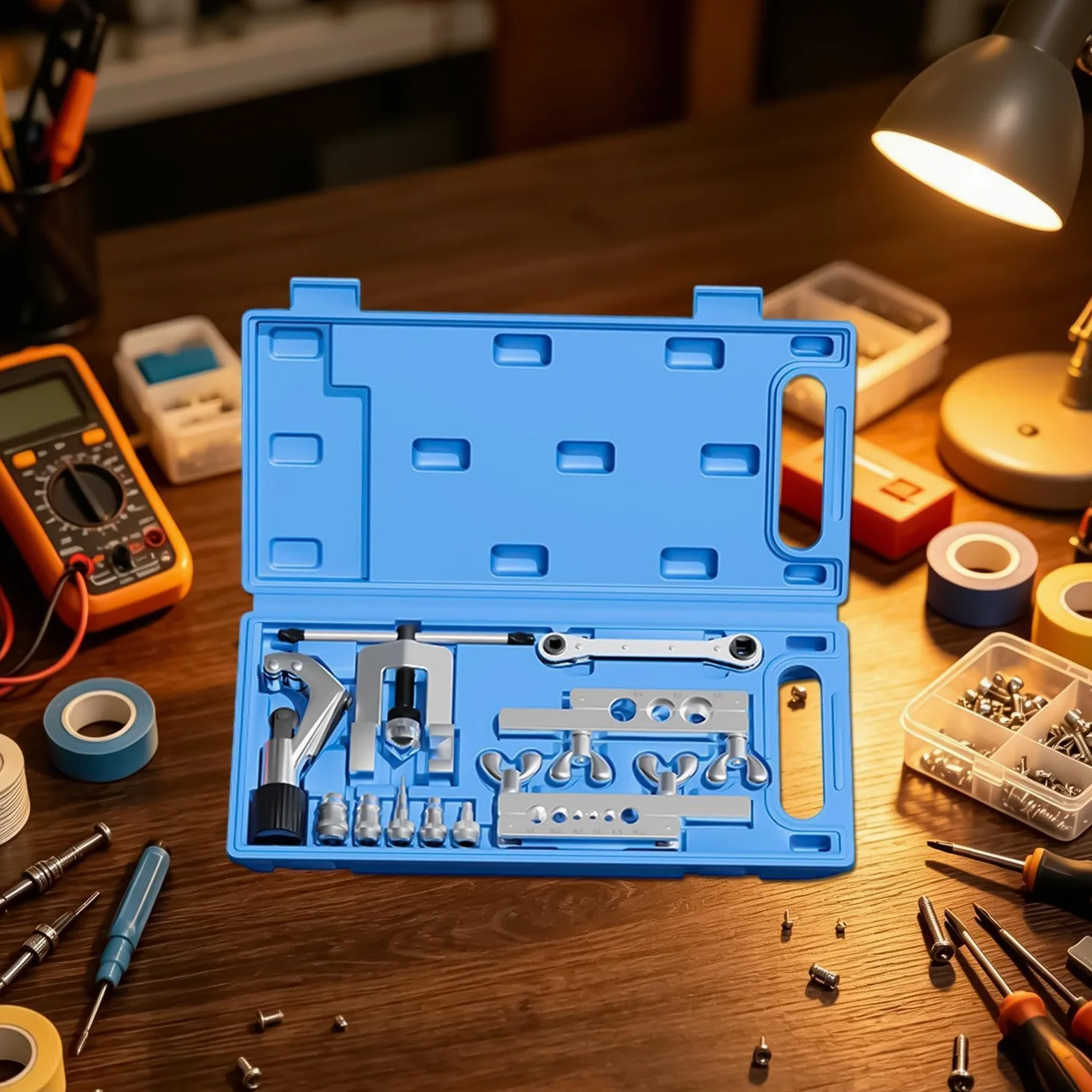 Genérico Kit Abocardador Frenos Set Reparación y Mantenimiento Líneas Coche | Kit De Abocardado Doble Camión Sedán Automotriz Hogar Industria Garaje Y Taller Exterior