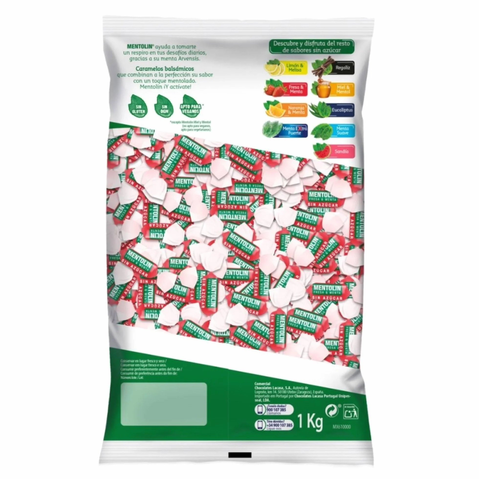 Mentolín Caramelo duro sin azúcares Fresa & Menta 1 kg