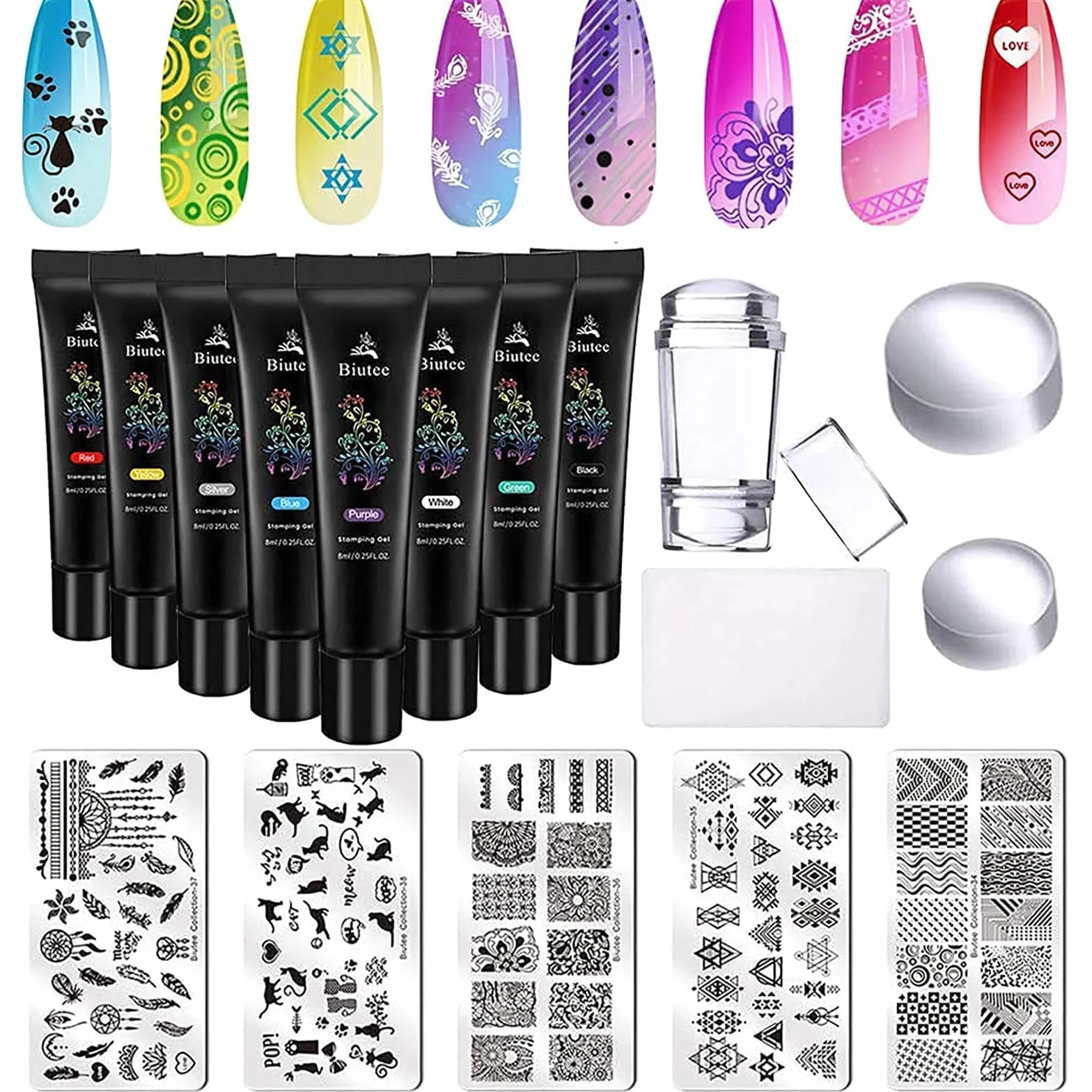 Nail Stamping Set 8 Colores 8ml Placas Estampacion Uñas Stamping Gel Polish DIY