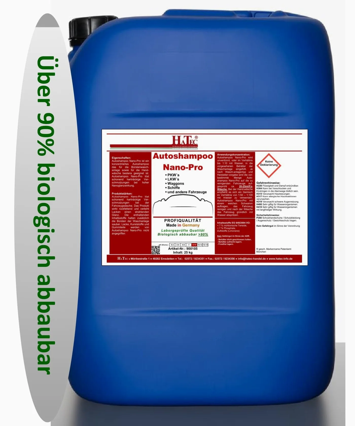 Nano-Pro - Champú de espuma para coche, 25 kg, con cera dura, espuma activa, cuidado de vehículos, limpieza de vehículos