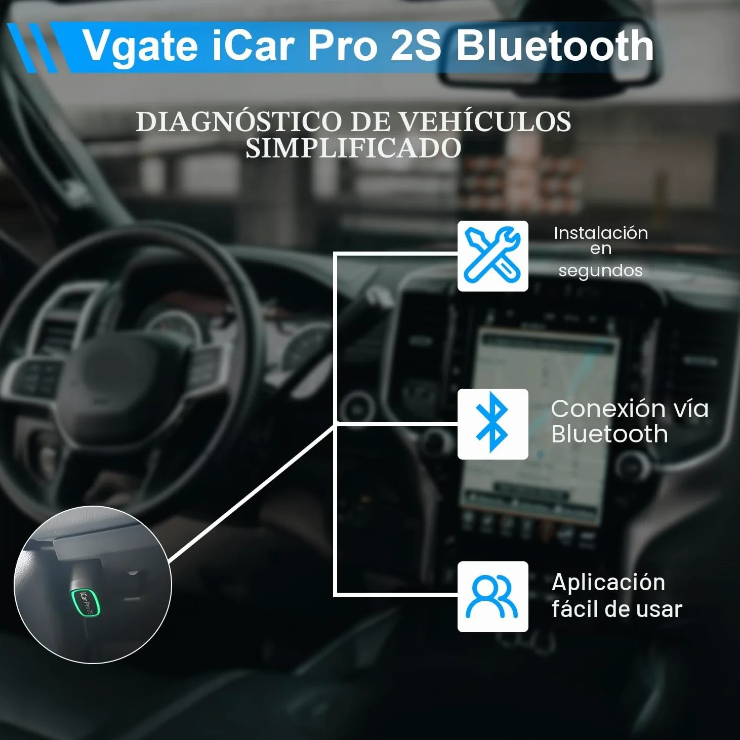 Vgate iCar Pro 2S Bluetooth Herramienta de diagnóstico OBD2 para iOS, Android y Windows Herramienta de escaneado para vehículos eléctricos e híbridos