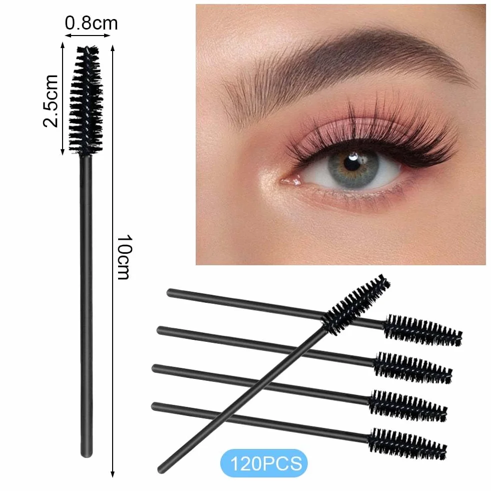 LOPHE Cepillo de Pestañas Desechables 120 Piezas Cepillos de Cejas Brocha para Extensiones de Pestañas y Cejas