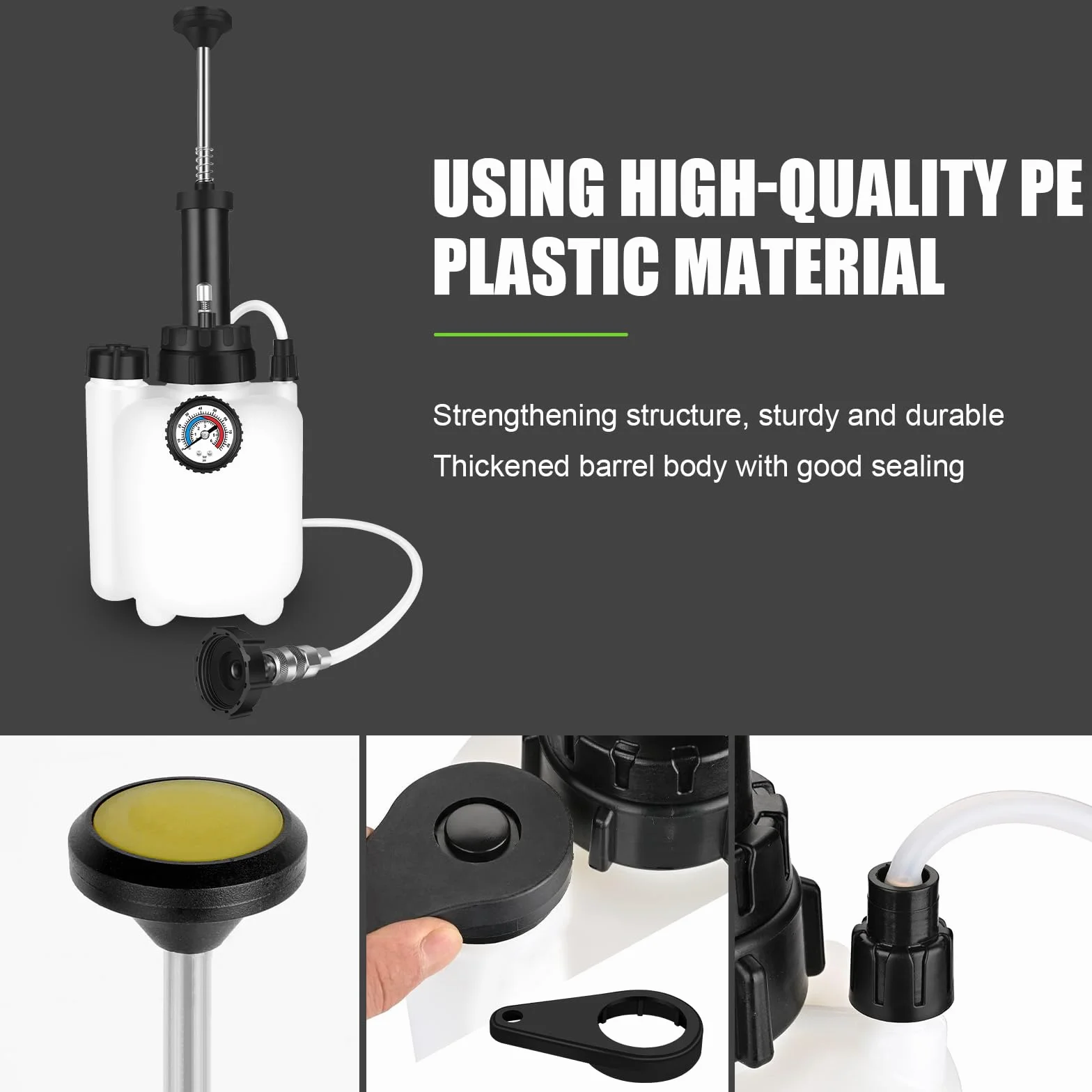 ASUNCELL 3L Auto Freno Purga, Manual Freno Fuid Presión Purgador Botella, Profesional Un Hombre Coche Freno Kit, Adaptador para la mayoría de los Modelos Europeos