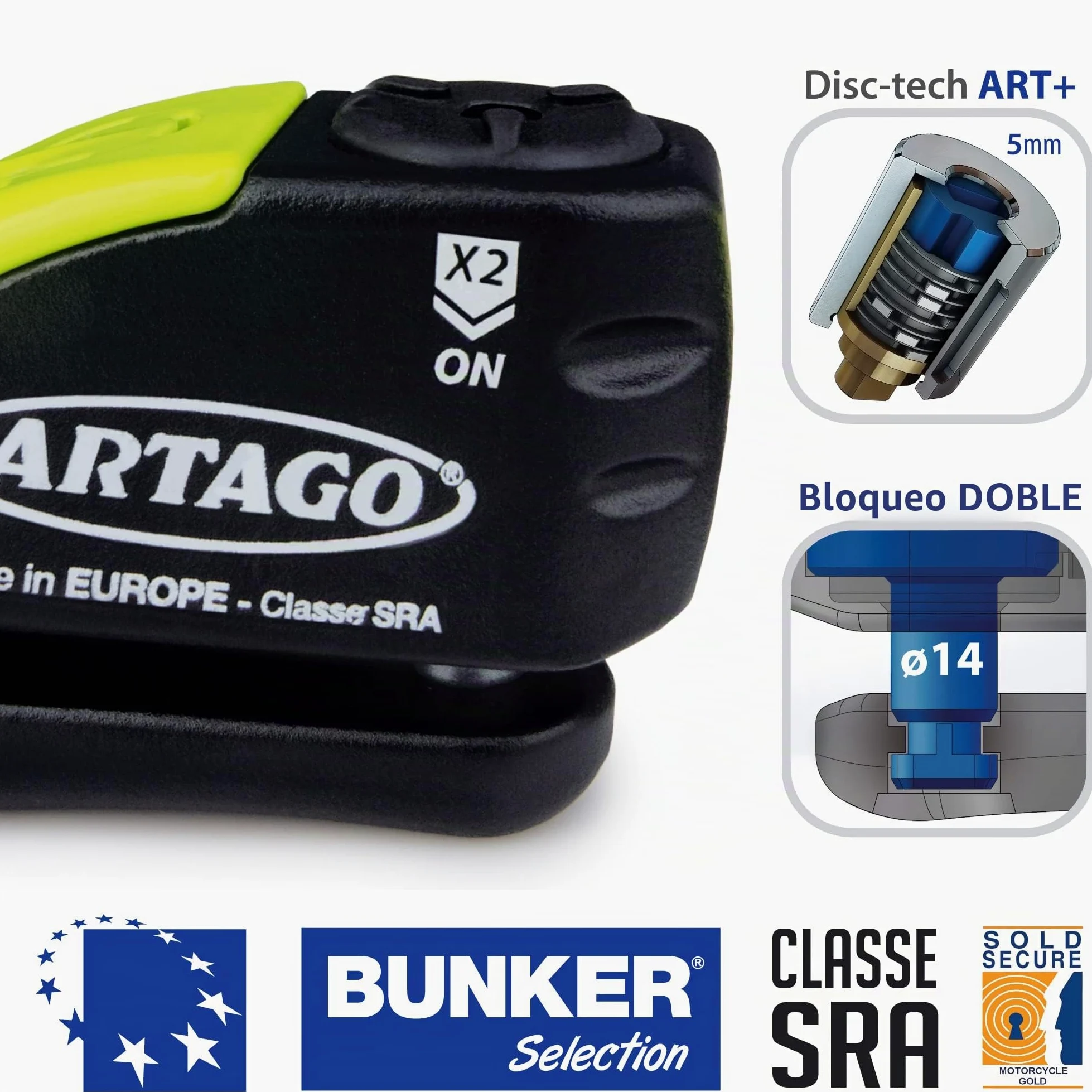 Artago 30X4 Pack Candado Antirrobo Disco con Alarma 120db Alta Seguridad + Soporte para Honda CRF 1000l Africa Twin, Homologado SRA y Sold Secure Gold