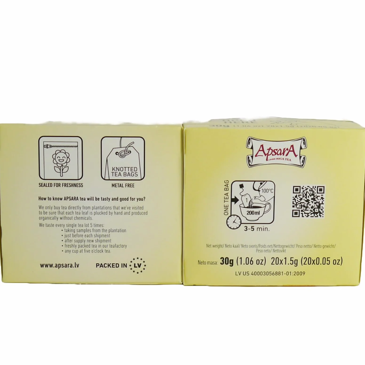Apsara Premium té de Mango Blanco, juego de 3 (60 bolsitas), té verde y blanco con nota afrutada