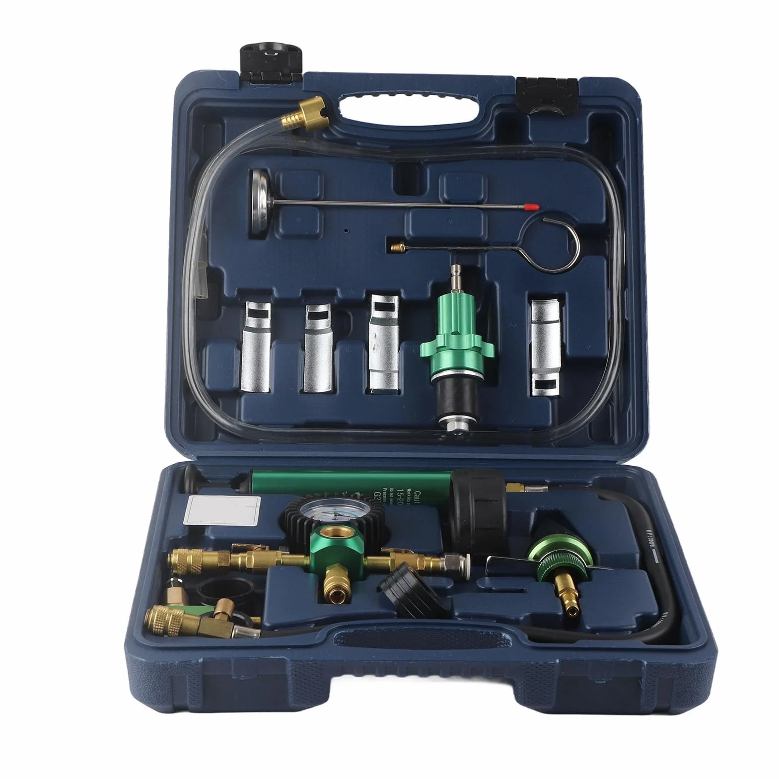 Kit de Recarga de Vacío del de Refrigerante, Probador de Fugas de Presión del Radiador, Relleno Anticongelante con Ajuste Universal, Caja de Herramientas Portátil Liviana para la Mayoría de