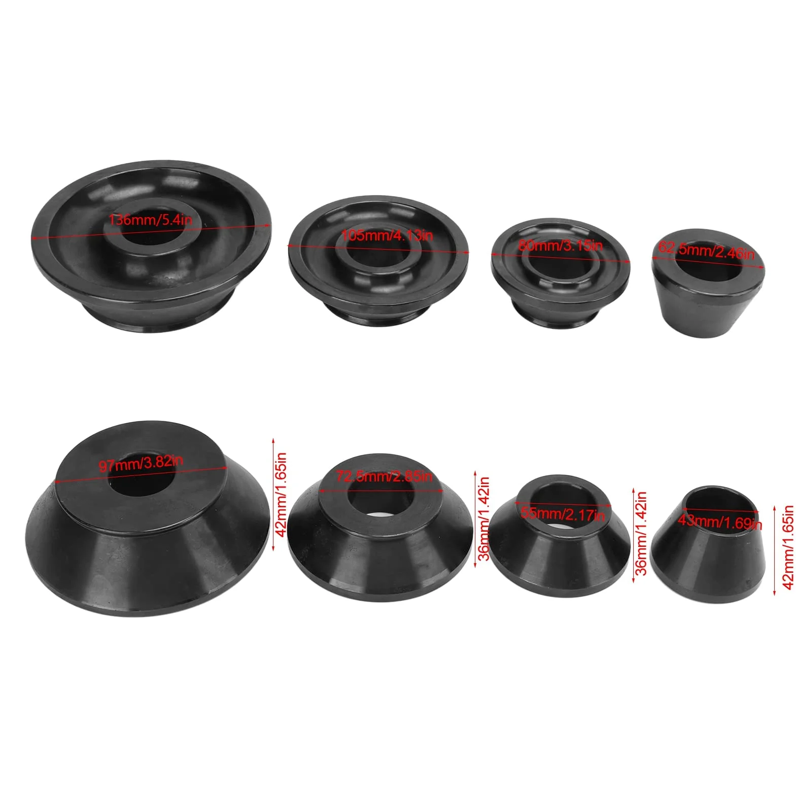 Juego de 4 Conos Cónicos para Equilibrador de Ruedas, Herramienta de Reparación de Neumáticos de Acero Al Carbono con Diámetro de Eje de 36mm con Kit Estándar para Coche, Camión,