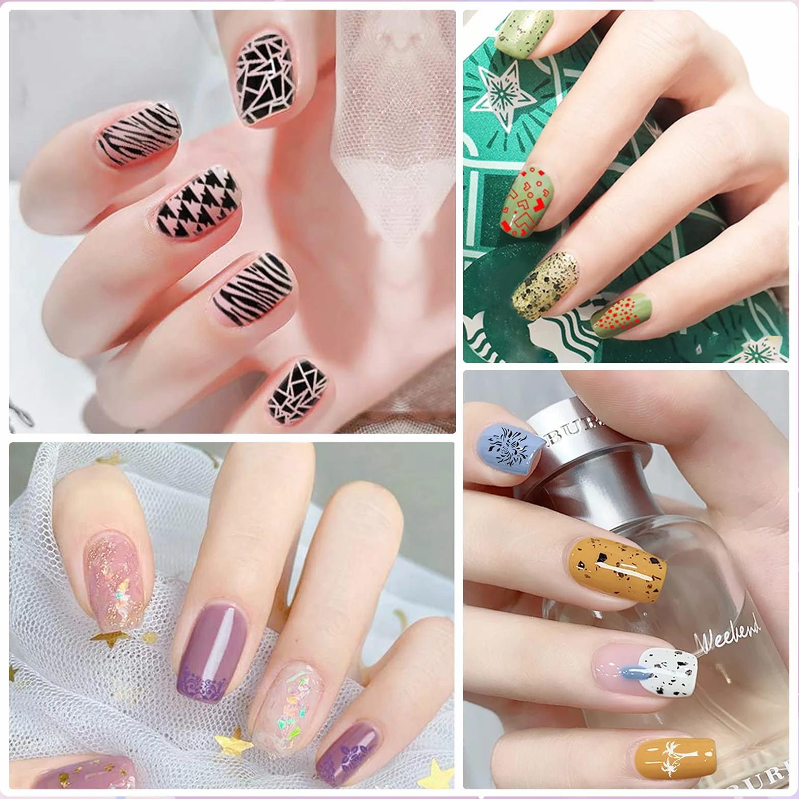 Biutee Nail Stamping Set 12pcs Plantillas Estampacion Uñas 8 Colores 8ml Gel Polish con Tampón Rascador
