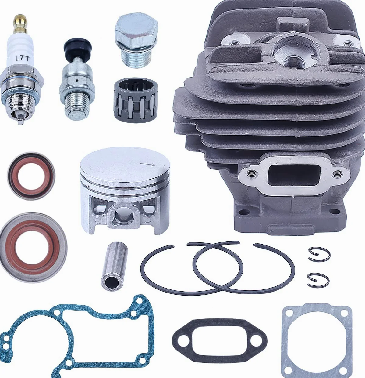 Nikasil de 44,7 mm Big Bore Cilindro Pistón Kit Para Stihl 026 MS260 026PRO Piezas de repuesto con juego de sellos de aceite Aguja Bujía de rodamiento