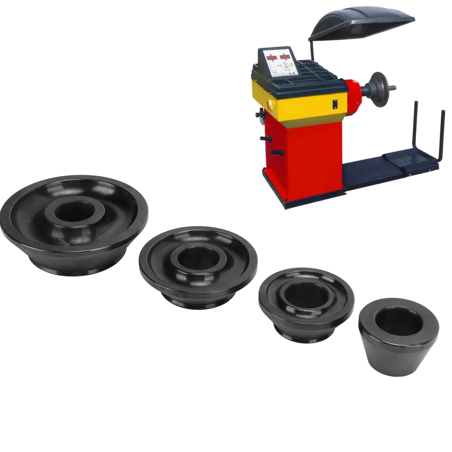 Tbest Juego de Conos Cónicos para Balanceador de Ruedas, Herramienta de Equilibrio de Neumáticos de Acero Al Carbono con Diámetro de Eje de 36mm/1,42 Pulgadas, 4 Uds., para Coche, Camión, SUV