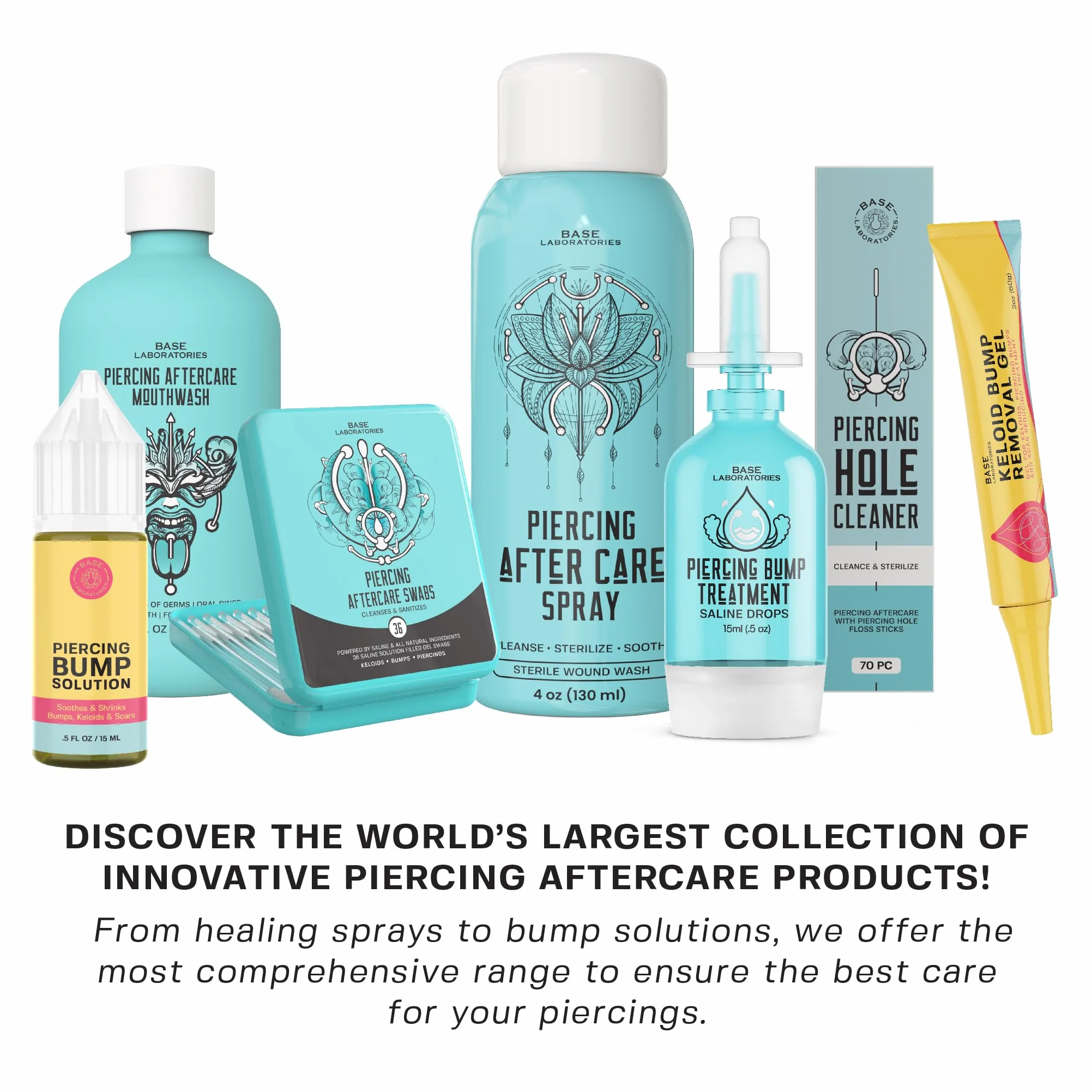 Base Labs Spray Cuidado Posterior Perforación Sal Marina 4oz Limpia Esteriliza Calma Solución Salina Piercings