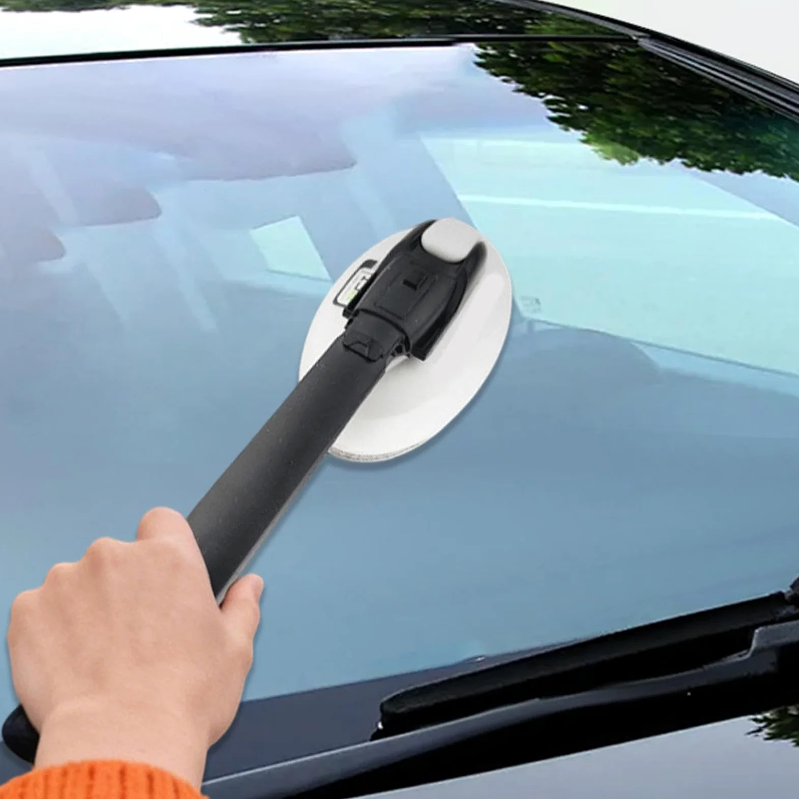 Quitapelícula para cristales coche Cepillo Limpiador Con Mango Largo | Limpiacristales 150 ml Precargado + 120 ml Recarga para conducción clara y espejo retrovisor