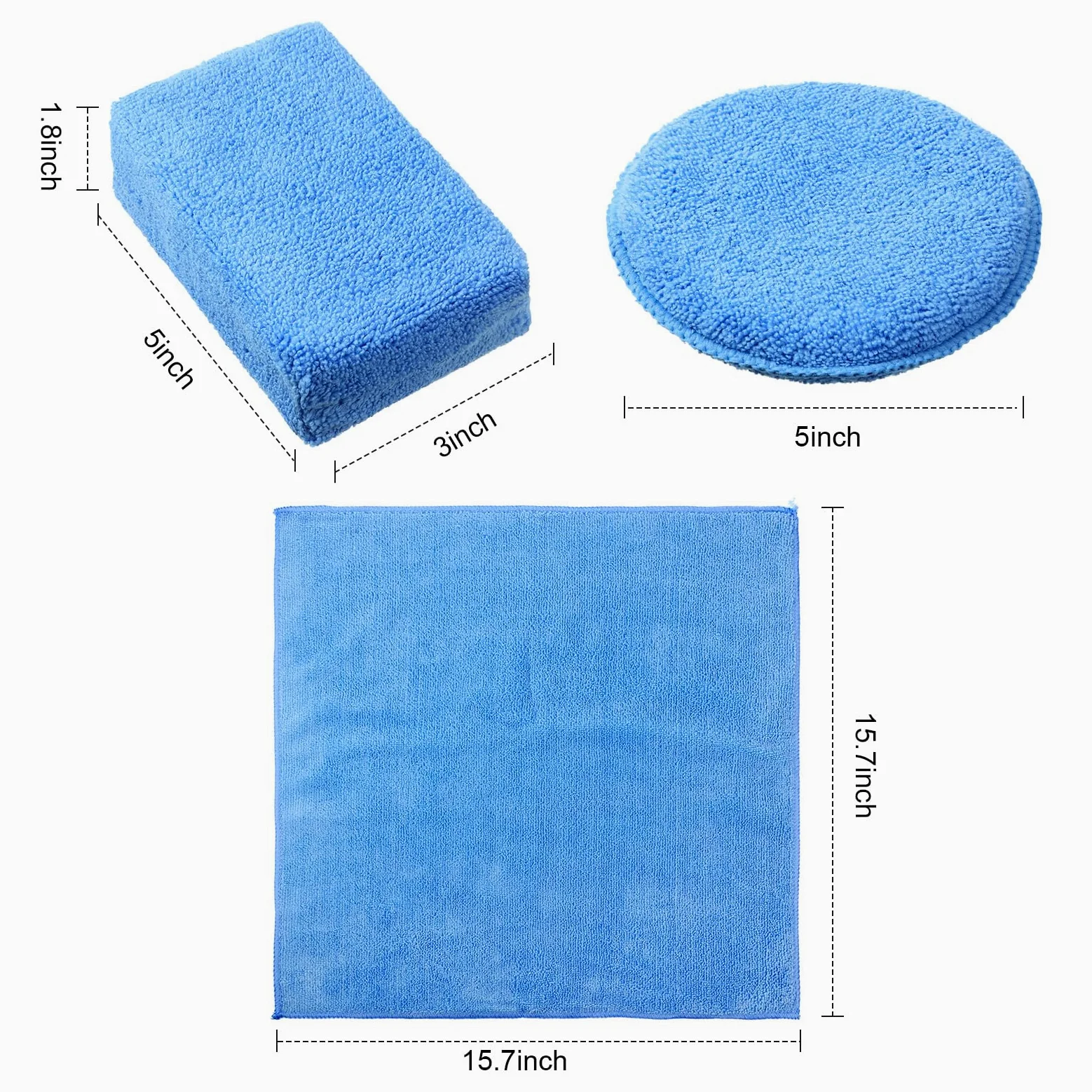 Tallew Paquete de 12 almohadillas aplicadoras de microfibra, esponja de microfibra para coche, incluye aplicador de microfibra de cera redonda, rectangular, toalla de secado de coche, kit de detalles