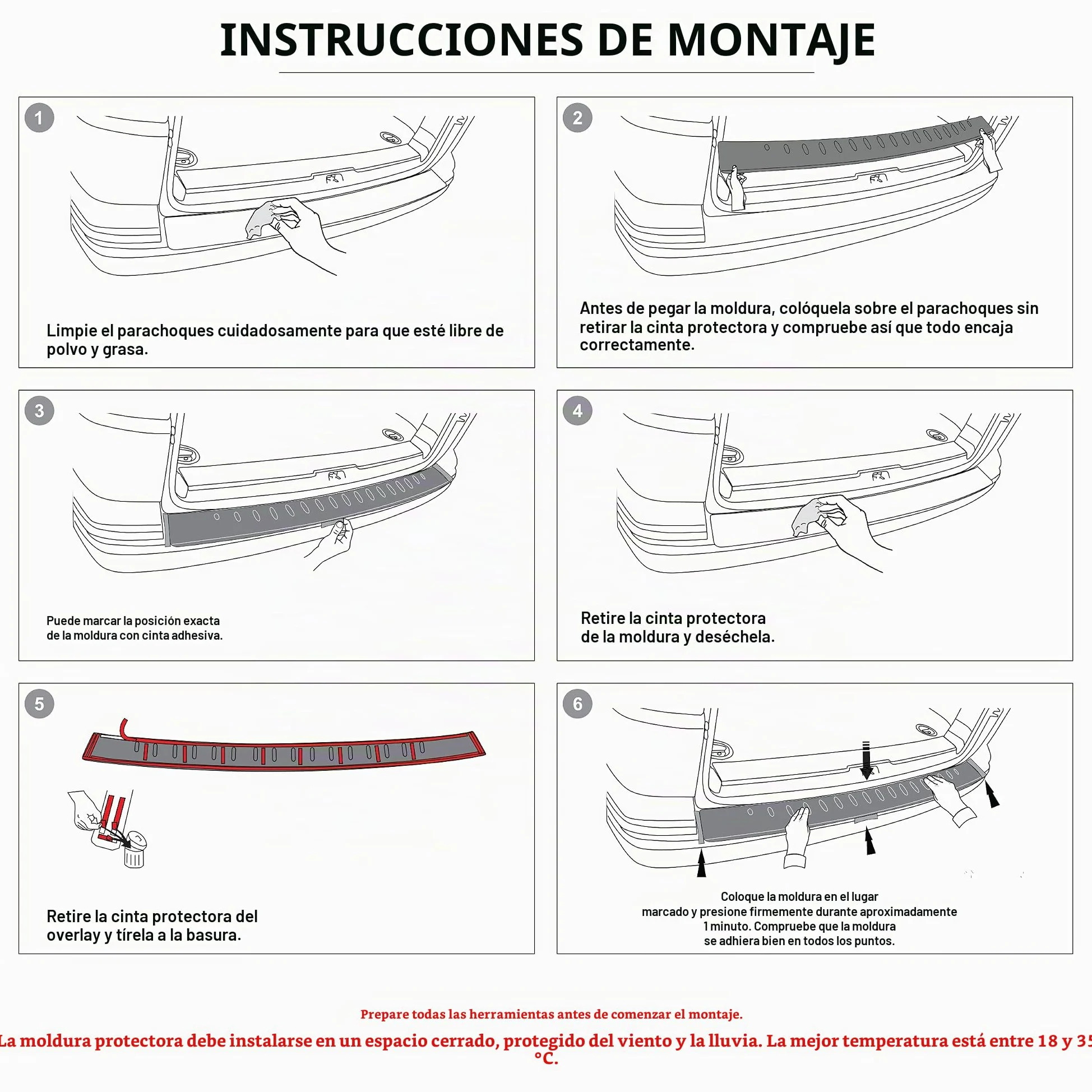 CHROMEMASTER - Protector de Parachoques - Compatible con VW T5 Multivan 2003-2015 | Acero Inoxidable Pulido - Tira Protectora Protege la Pintura del Parachoques Trasero de Daños
