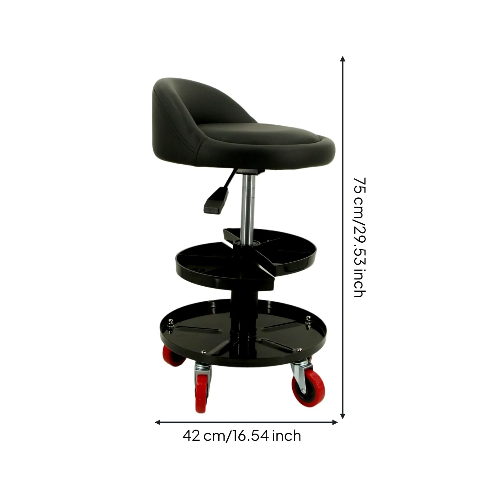 Taburete Taller con Banja Giratorio Taburete con Ruedas Móvil Asiento Taller Respaldo para Garaje
