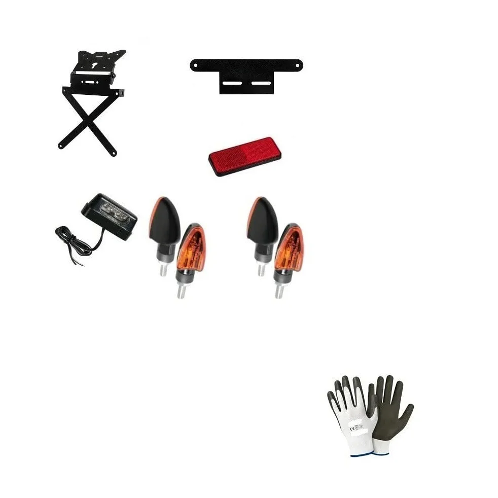 Kit para Moto matrícula + 4 Flechas + luz Placa + Reflectante + Soporte lampa Universal Moto Guzzi V7 Stone 750 2011 – 2017