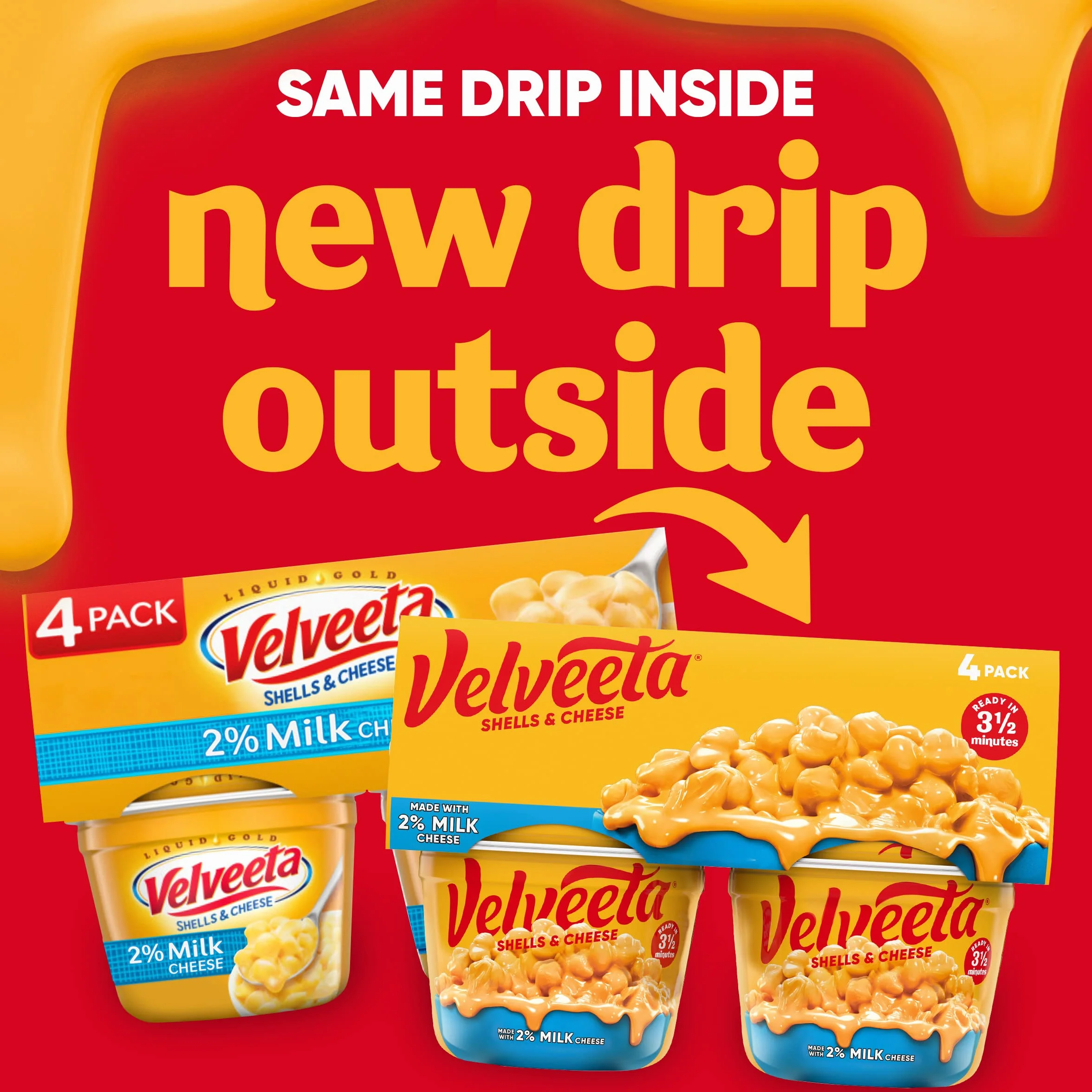 Velveeta Shells & Cheese Macarrones y queso para microondas con 2% de queso de leche paquete de 4