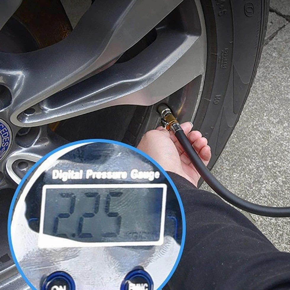 AGAATI Manómetro Digital de presión de neumáticos, manómetro de Aire, manómetro de presión de neumáticos, Digital, Mandril de Aire de Rango de 0~200 PSI