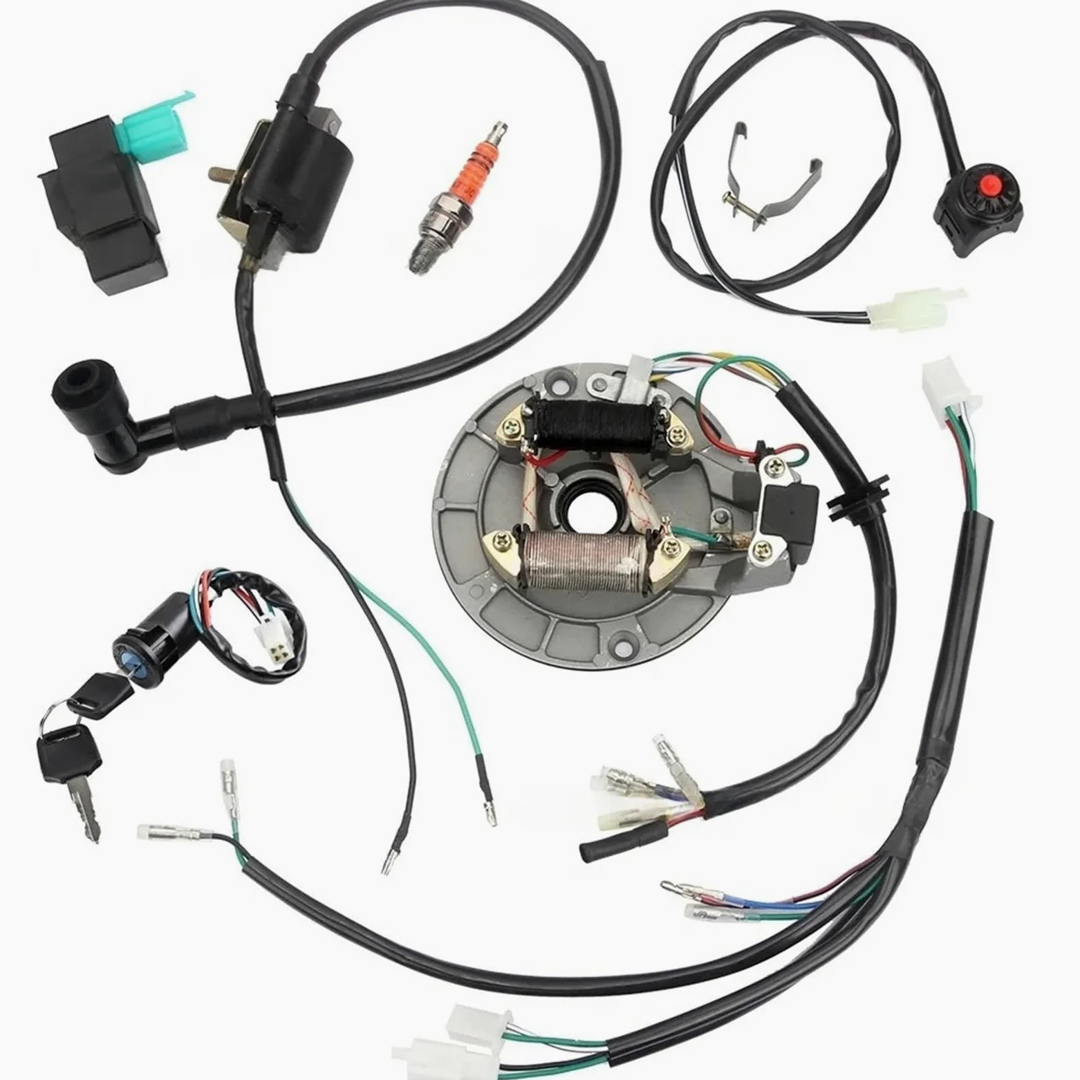 para Motos De Cross 50 70 110 125 Y 140 CC con Motor 4 Tiempos Bobina Encendido CDI A7TC Bujía Interruptor Apagado Arnés Cables Kit Magneto Bobina para Motores