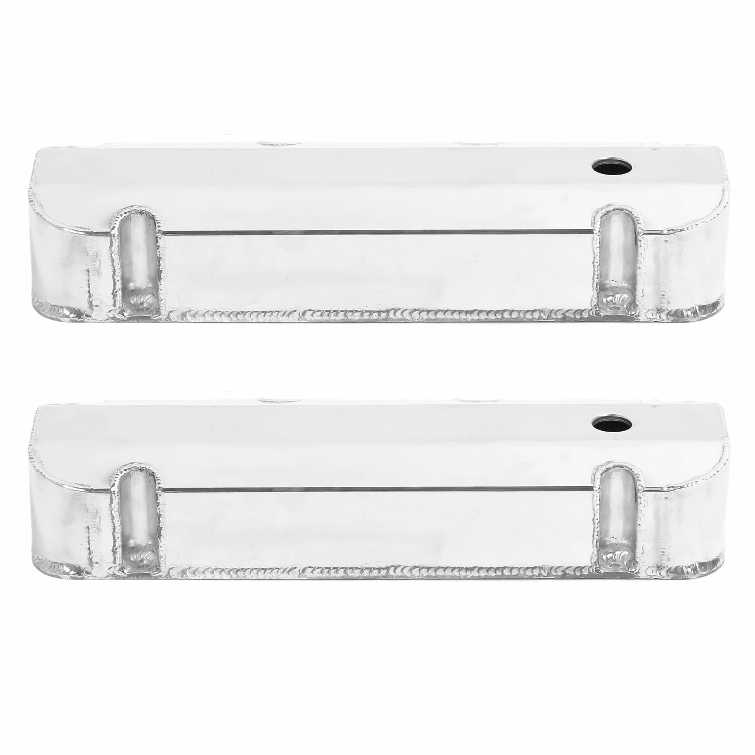 Dioche Tapas de Válvulas de Aleación de Aluminio Fabricadas en Plata Pulida E41363P para Motores V8 429-460 de 1968 en Adelante - Diseño Alto con Orificio de Ventilación de ID de -/4 pulg.