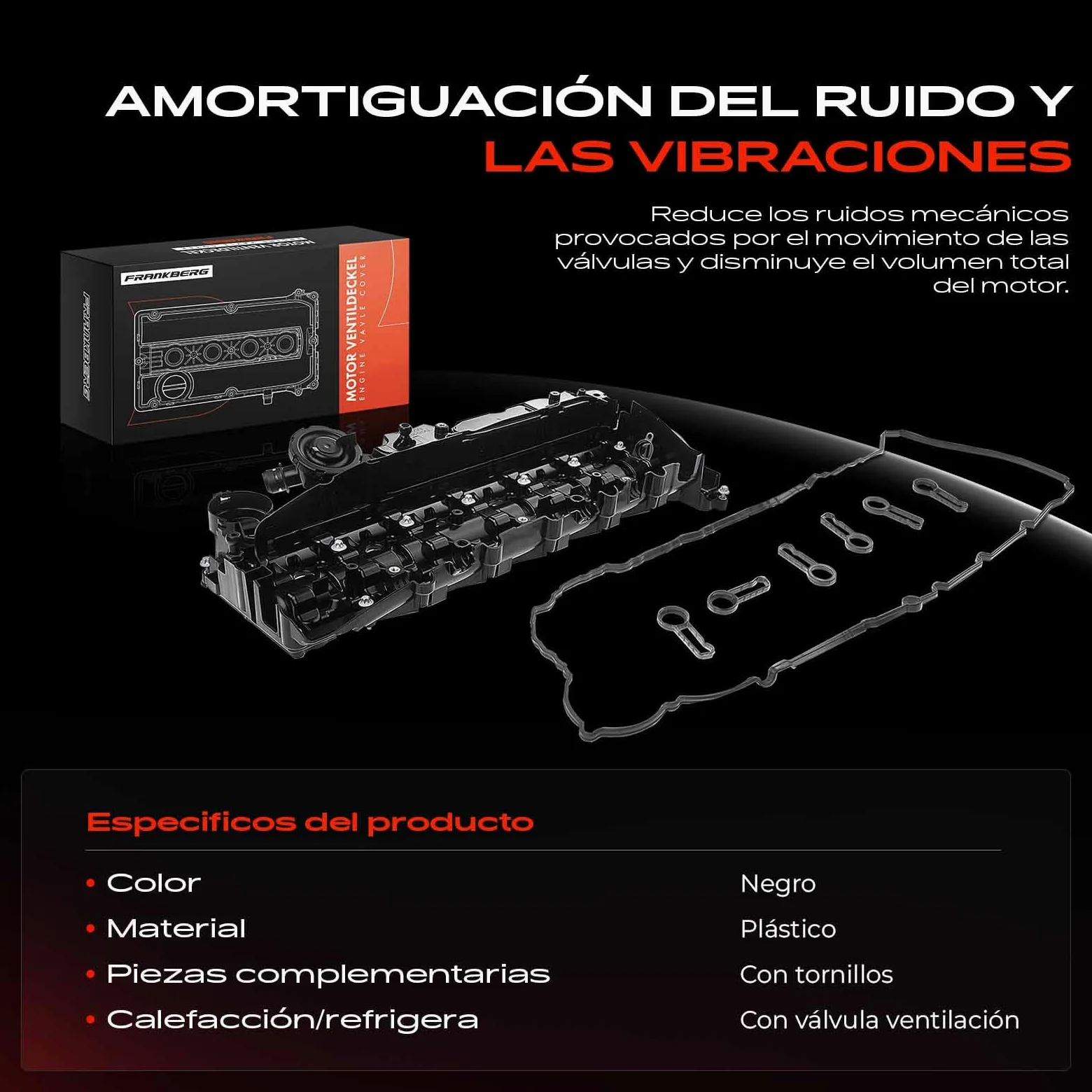 Frankberg Tapa de válvulas tapa de culata 11127823181 | Compatible con: Serie 5 F10, Serie 3 Touring E91, 4 Cabriolet F33 F83, X6 E71 E72, X5 F15 F85, 4 Gran Coupé F36