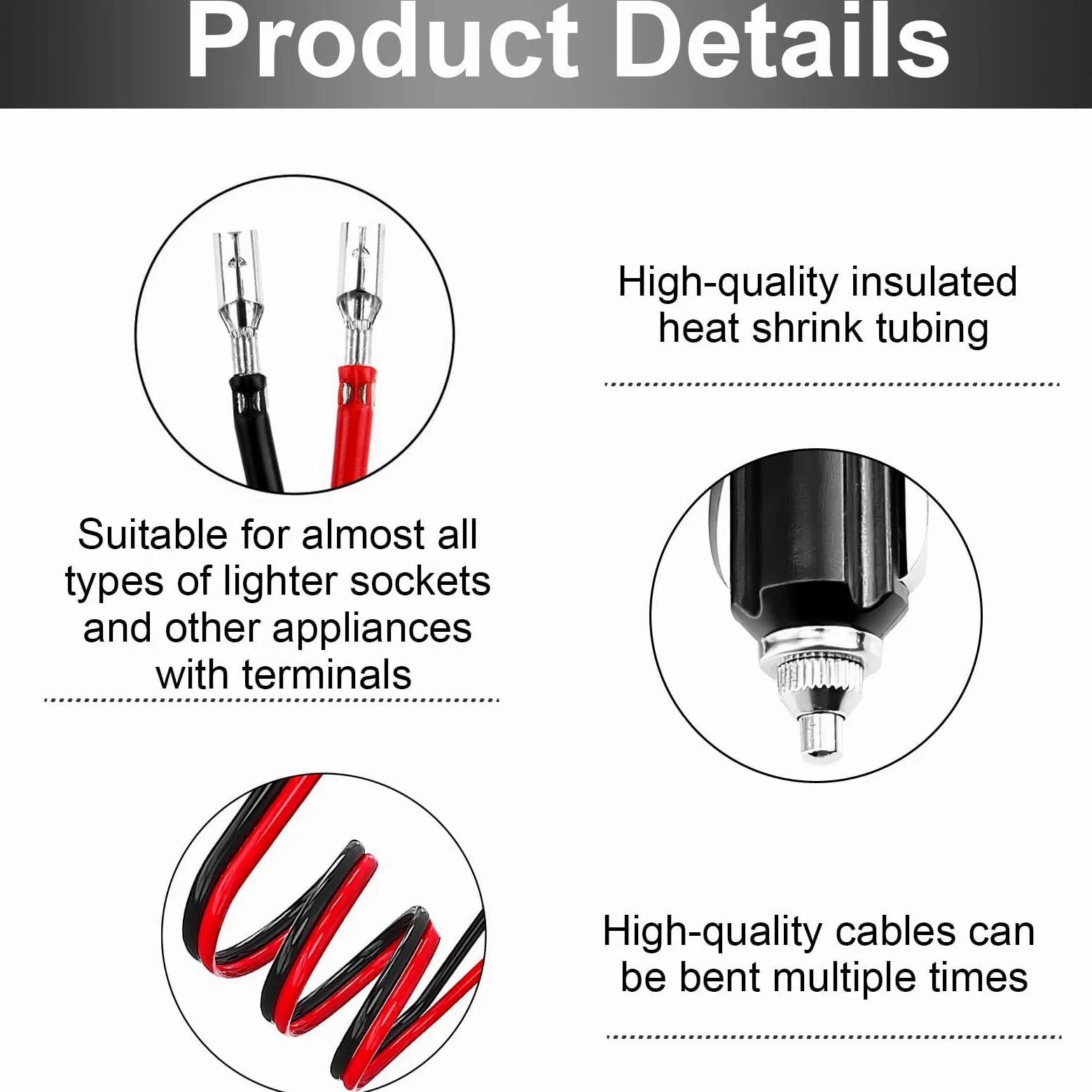 2Pz Encendedor de Cigarrillos Plug, Cable Conector Macho para Mechero de Coche de 12V-24V Enchufe de Mechero con Fusible Enchufe del Encendedor para Refrigeradores de Camiones, Reproductores de DVD