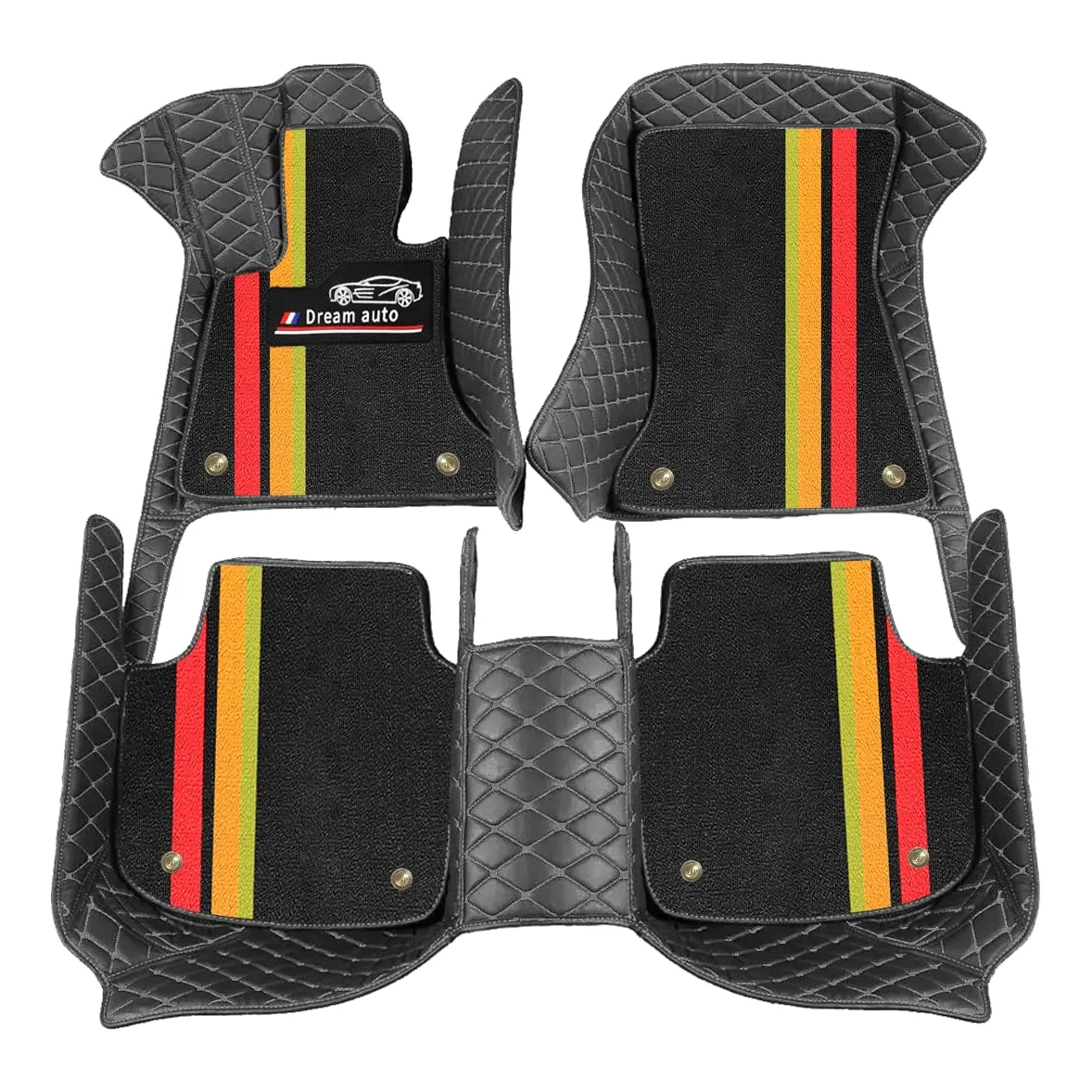 Cobear Alfombrillas de Coche Personalizadas para el 98% de los Modelos, alfombras de Cuero sintético de Doble Capa, Protectores Antideslizantes y Resistentes a Todo Tipo de climas Negro