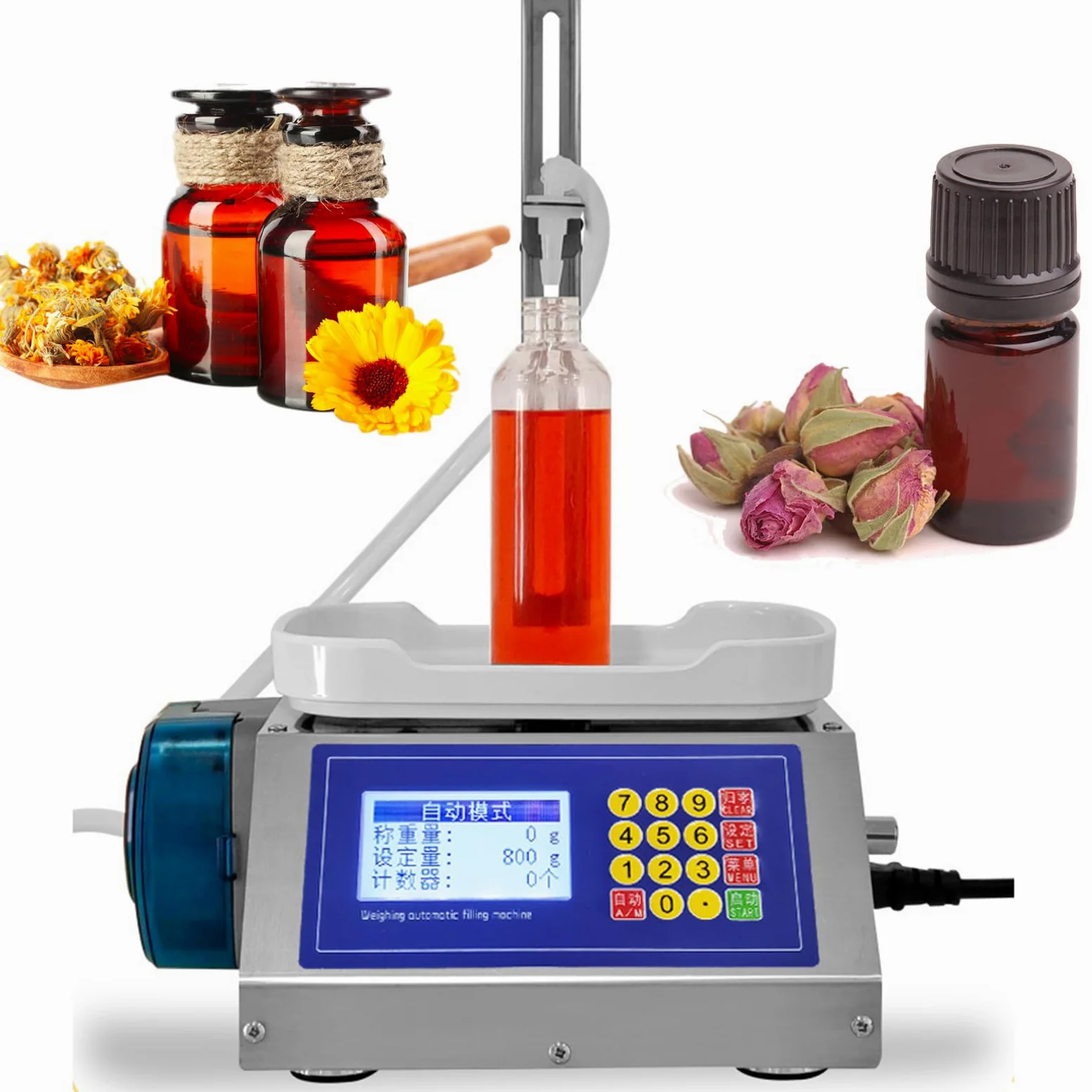 Equipo industrial de llenado de líquidos, máquina llenadora de líquidos de 2 a 300 g, de acero inoxidable, con gran caudal de 1,2 l/min y conteo automático, para perfumes, aceites esenciales y zumos