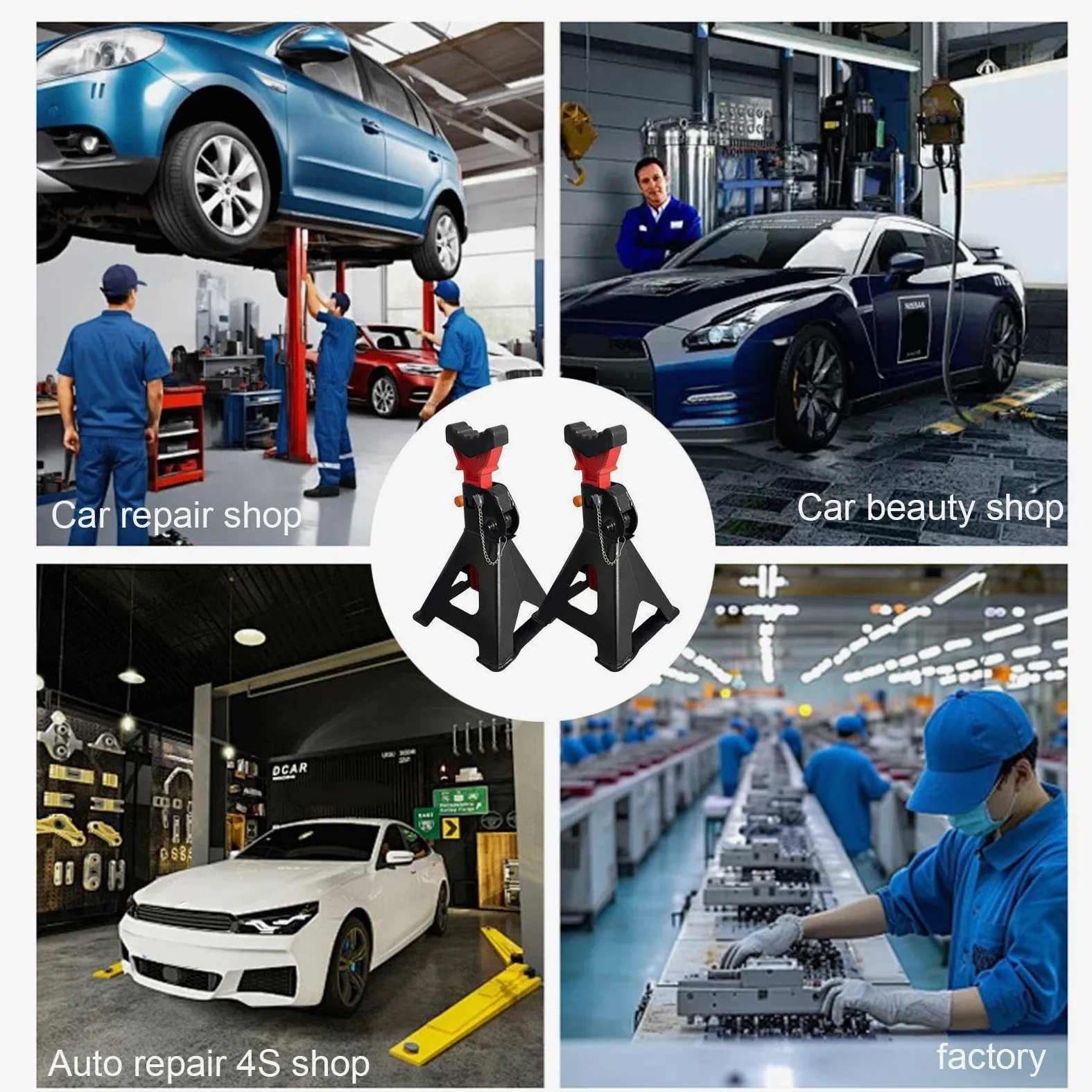 Caballetes 3 Toneladas Soporte de Gato Ajustable en Altura 3 y 6 t Trabajo | Soportes De Sujeción Ajustables Para Remolques Camiones Vehículos Automoción SUV Motocicletas Garaje