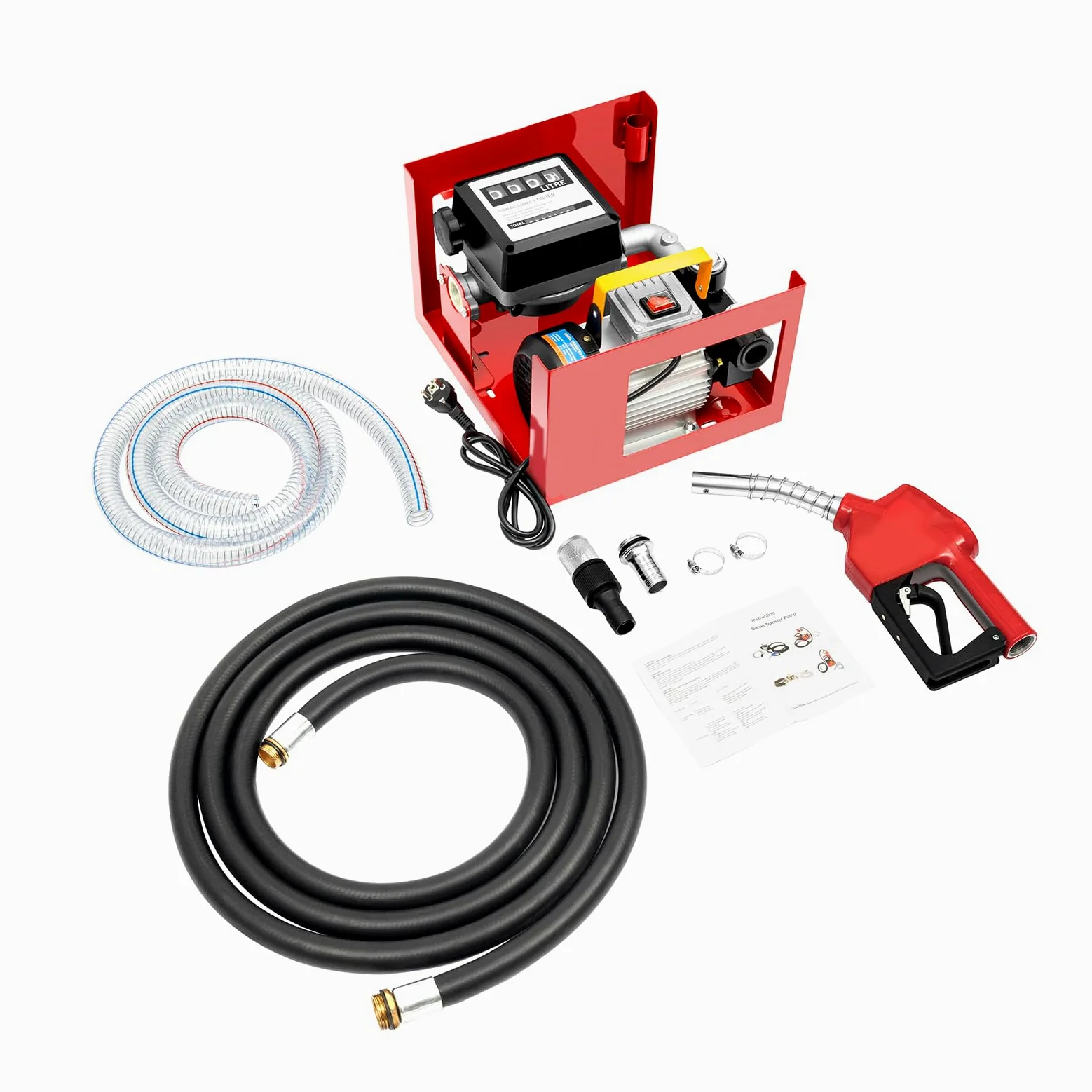 Bomba de combustible diésel autocebante, 220 V, 550 W, 60 L/min, bomba de aceite de calefacción premium automática con pistola de gasolina automática, contador de agua, manguera de 4 m