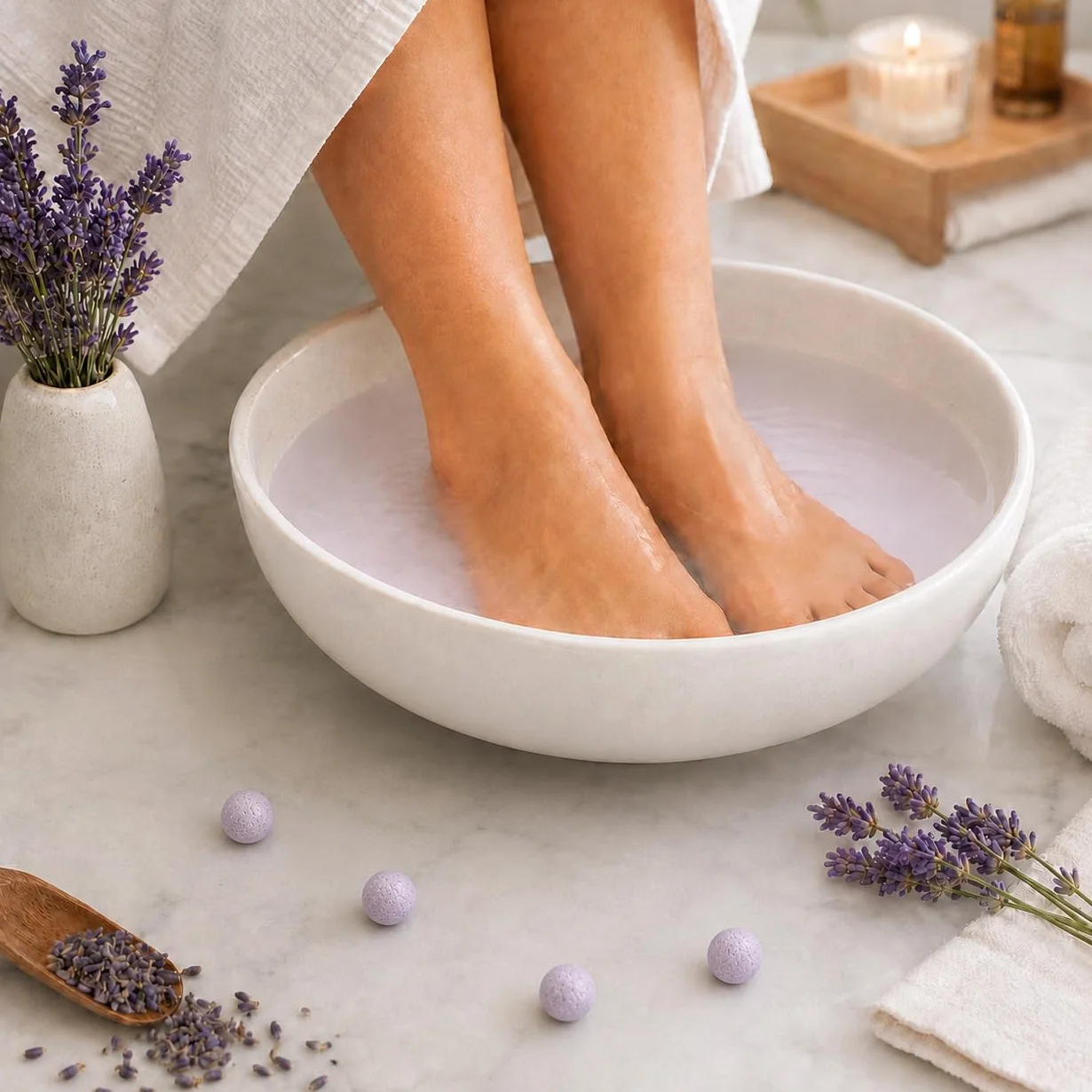 PIEDS'RELAX LAVENDA Baño de Pies 20 Bolas Efervescentes Aceites Esenciales Refrescantes Desodorantes Francia