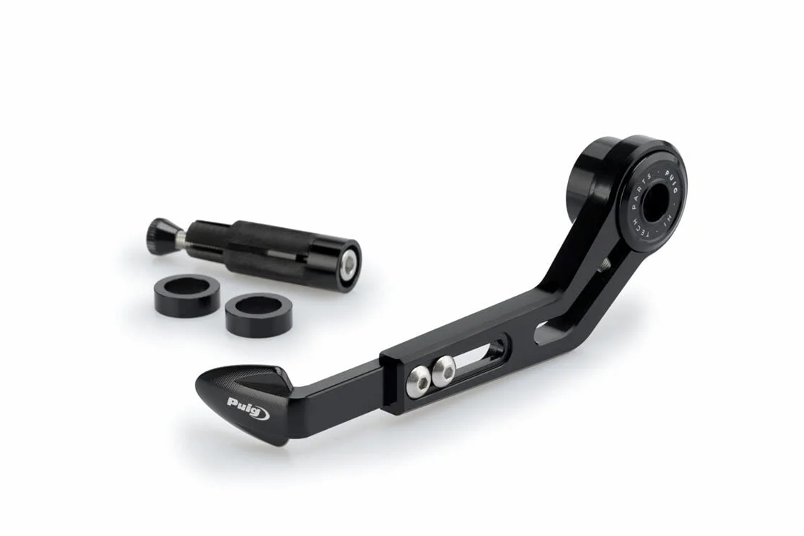 Puig 3877N Protectores de maneta en aluminio mecanizado con ajuste regulable para máxima seguridad y control en conducción, Negro