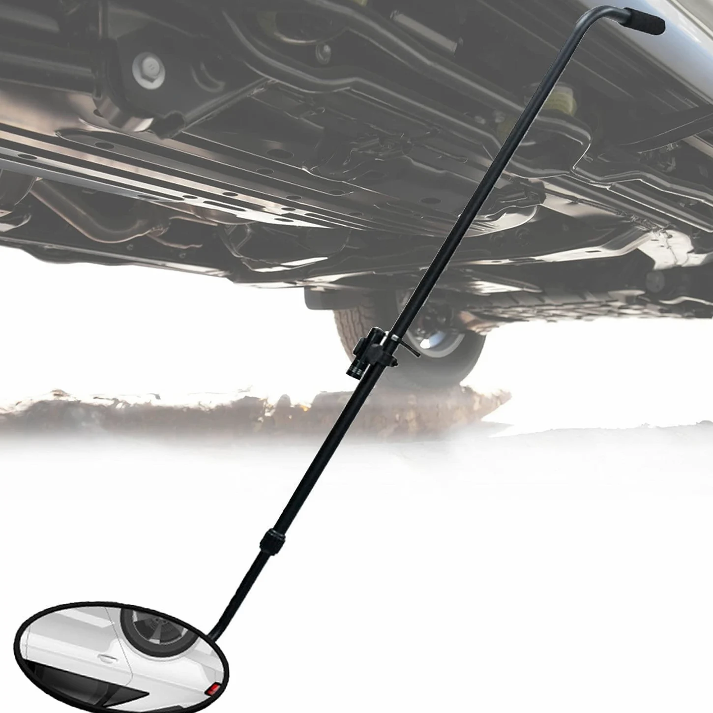 Espejo de inspección de Bajos de vehículos, 36-120 cm, Cuatro Alturas Ajustables, Equipo Visual para vehículos con luz LED Recargable, para talleres de automóviles, mecánicos, inspectores,