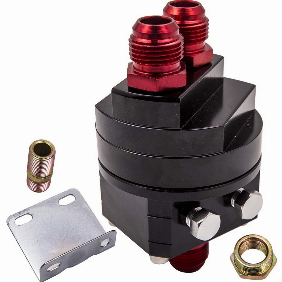 maXpeedingrods Kit de Adaptador de Filtro de Aceite Universal de Aluminio, Adaptador de Empalme Macho para Desplazamiento de Filtro de Aceite, Rosca M20x1.5/3/4"x16 UNF,Conector AN10,Montaje en Bloque