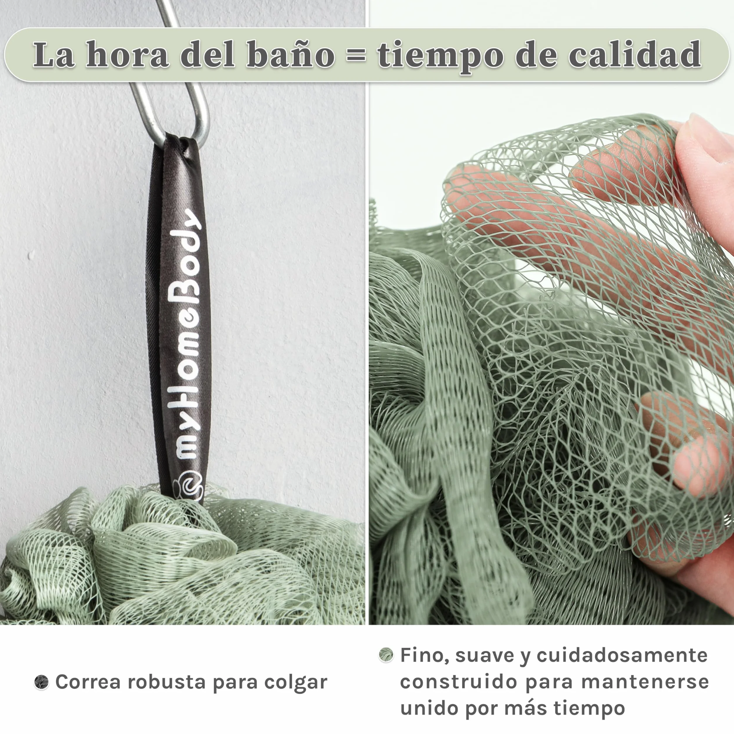 Esponja de lufa grande 70g exfoliante corporal baño con carbón activado 2 Graphite Gray + 1 Sage Green Paquete de 3
