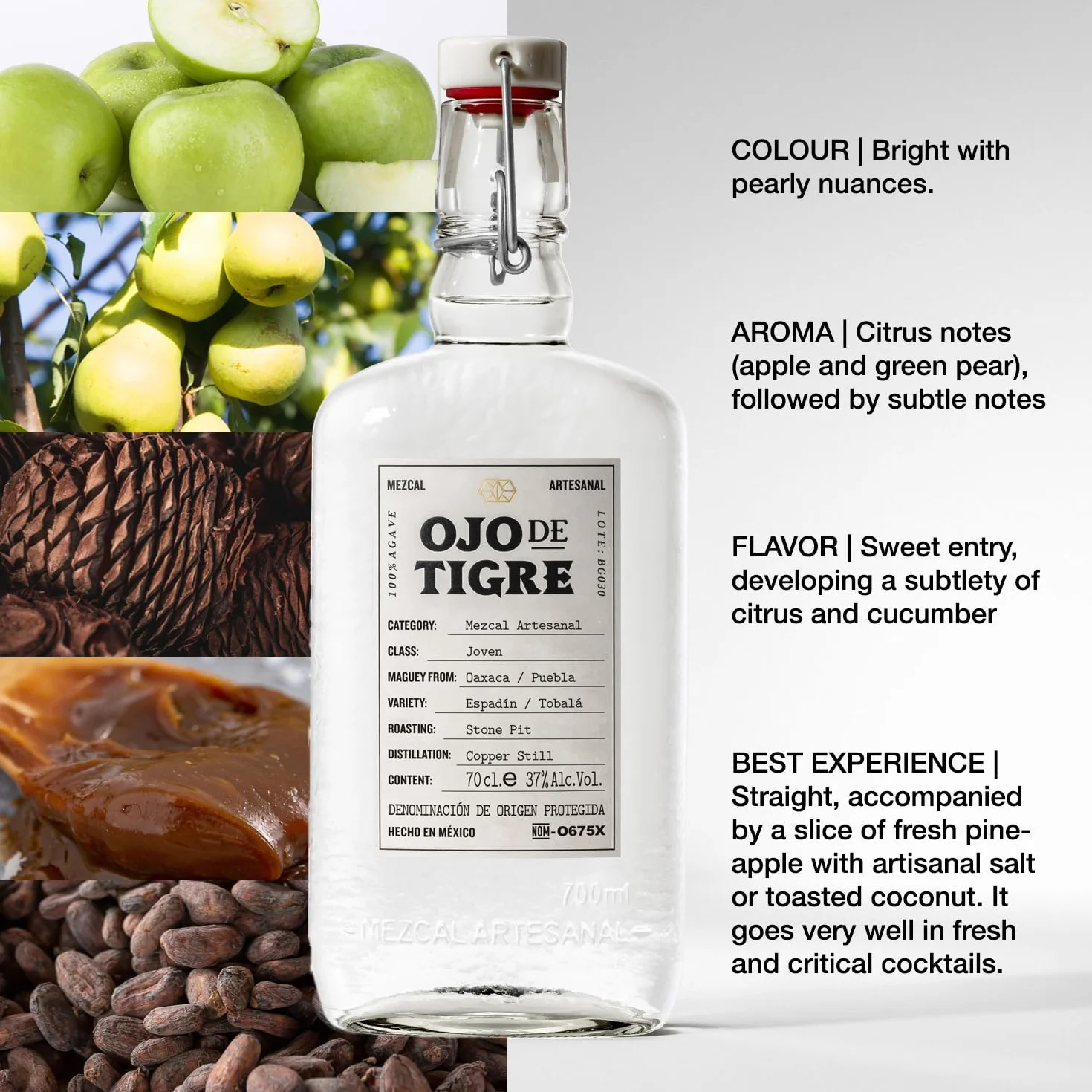 Ojo de Tigre Mezcal Artesanal Joven 100% Agave 37% Vol. 0,7l