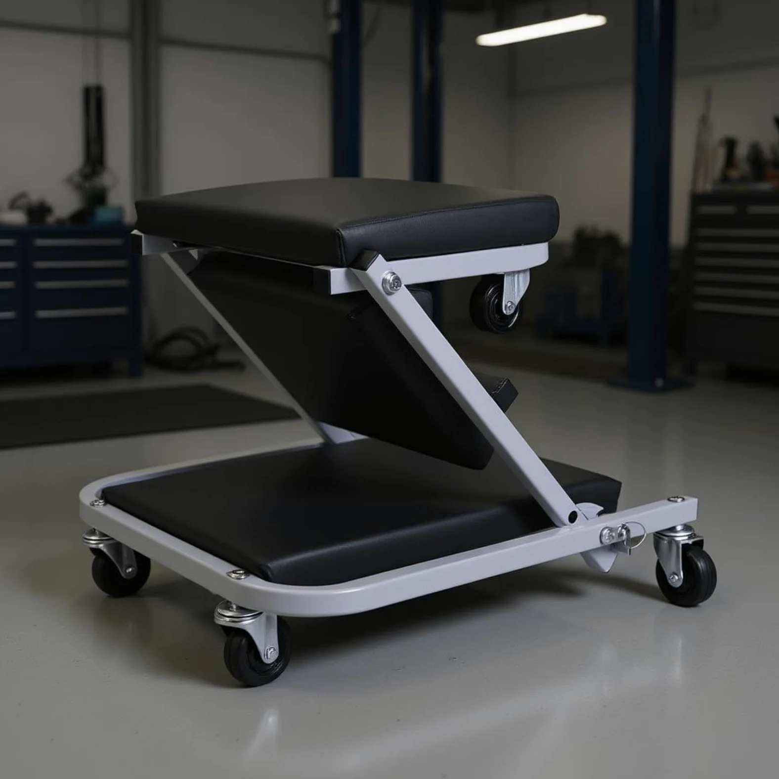 harayaa de Trabajo Plegable Diseñada como Taburete de Reparación con Respaldo Acolchado Soporte Inclinado y Ruedas Móviles Adecuada para Talleres y, Negro+Rojo, 36 Pulgadas