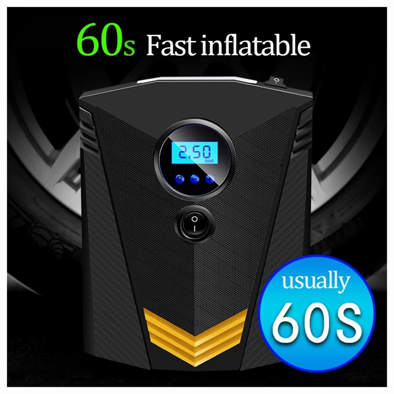 Bomba Inflable Digital For Neumáticos De Coche, Compresor De Aire Automático con Iluminación For Ruedas De Coches, Inflador De Neumáticos Eléctrico De 12V Inflador RáPido(Digital with Box)