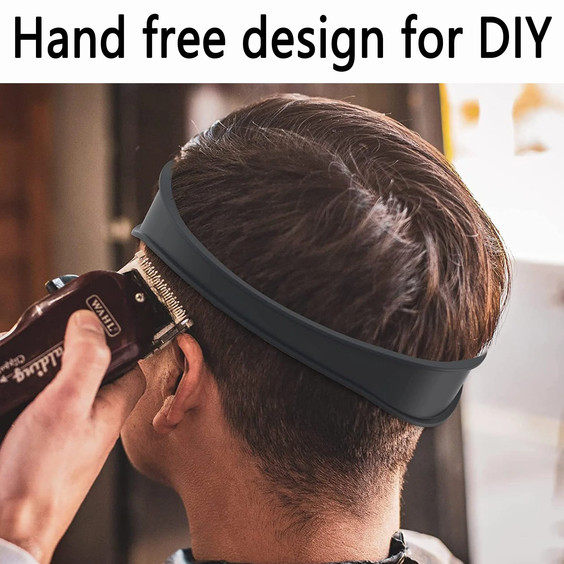 Banda de Corte de Pelo de Silicona, Guía Curvada para Afeitar, Plantilla de Afeitado Fácil, Autocorte de Cabello (Negro)