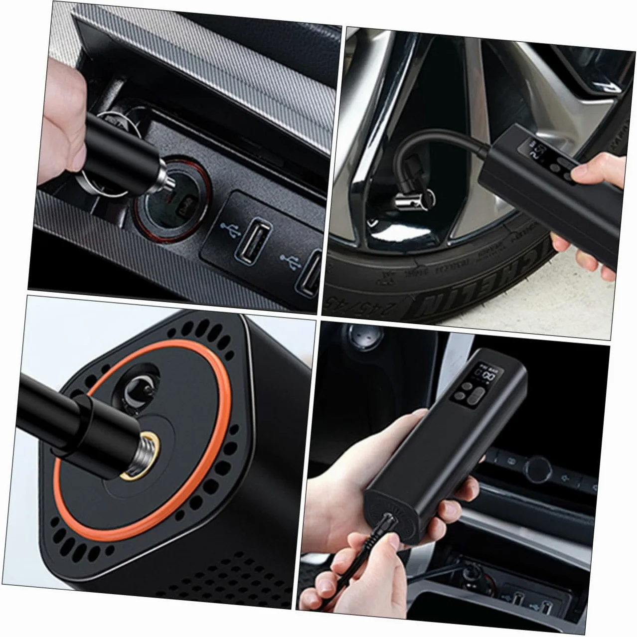 MAGICLULU Inflador de Neumáticos Linterna para Coche y Bicicleta Portátil y Compresor Eléctrico Pantalla Digital Ligero para Camping | Auto Stop a Presión Preajustada, para Coche y Bicicleta, Uso en Senderismo y Camping