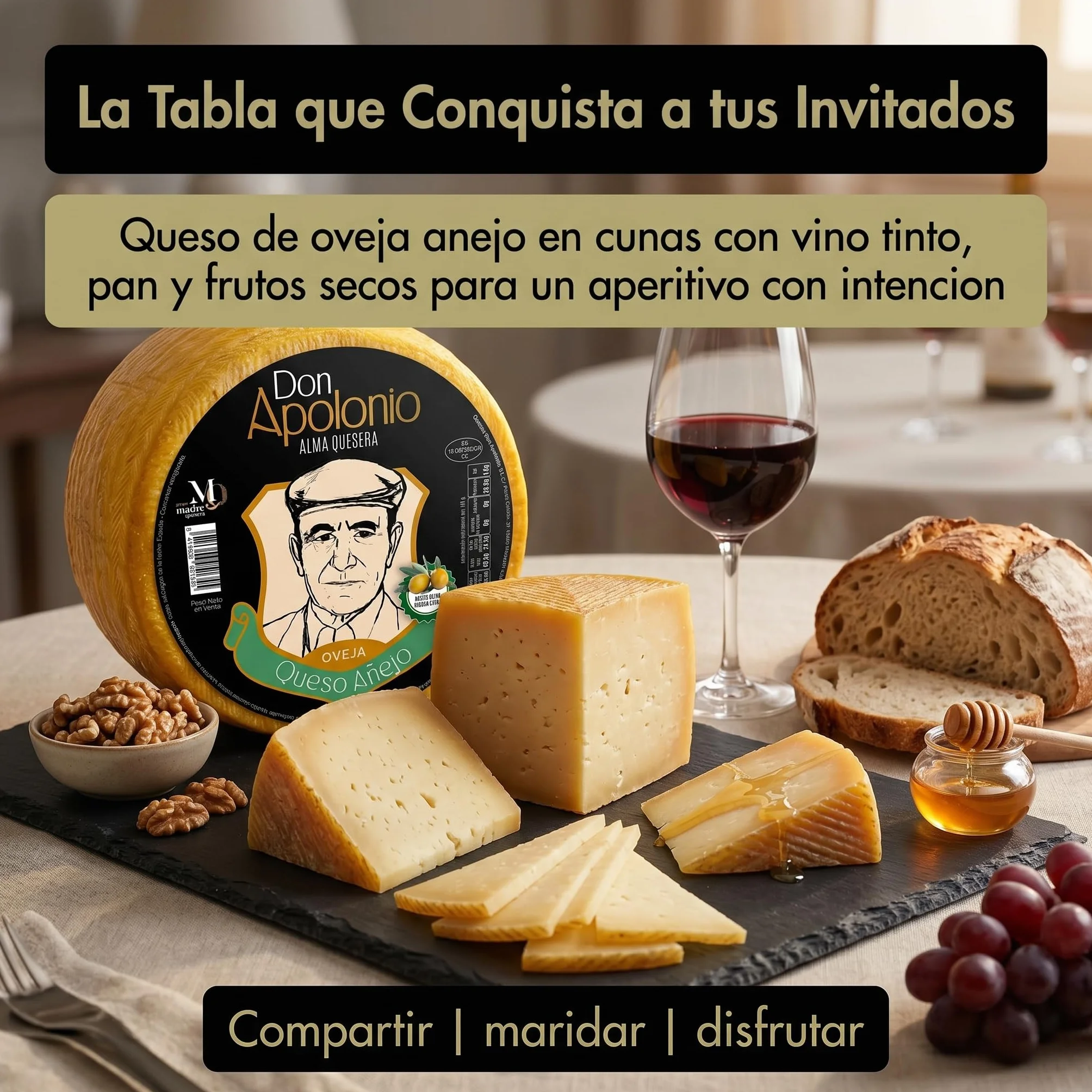 SABE A SABAS Queso de Oveja Curado Anejo Reserva 3 Kg Maduracion 15 Meses en Aceite de Oliva Virgen Extra