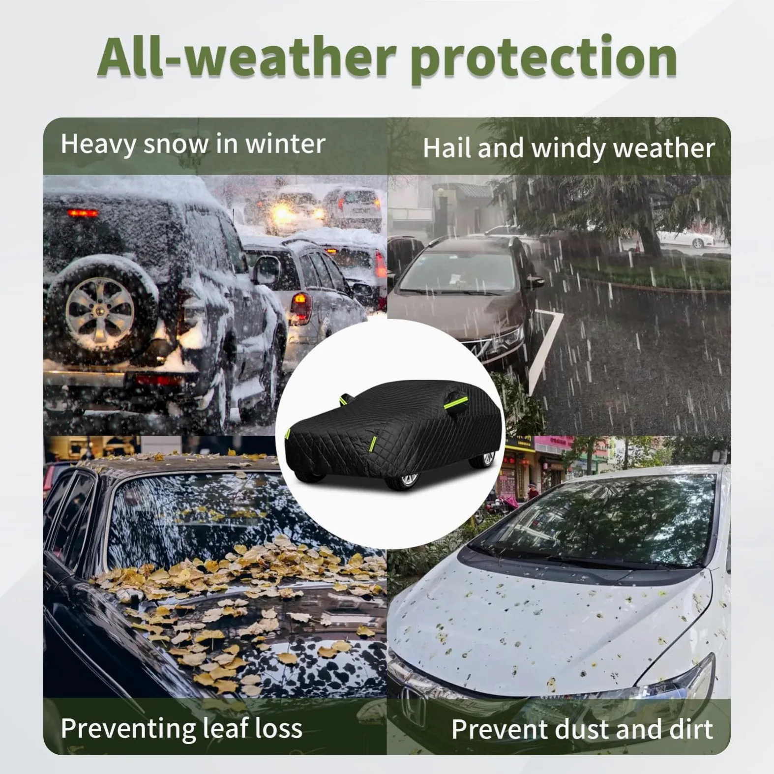 Funda Coche Exterior Granizo para Mercede-Benz C Class Cabrio 2014-2021,Cubre Coches Completa Impermeable Transpirable Anti-UV Protectora Invierno(Plateado)