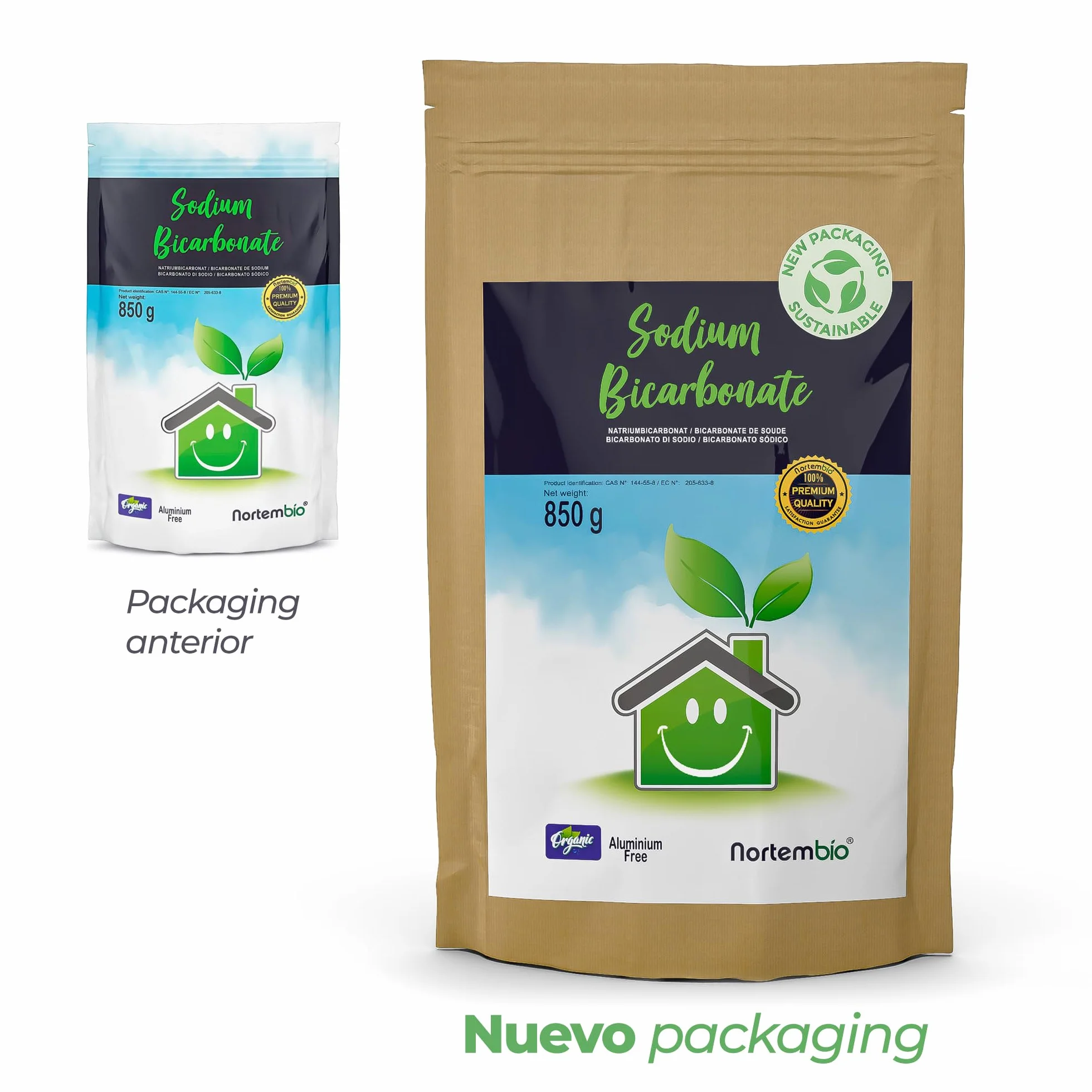 Nortembio Bicarbonato de Sodio Sin Aluminio 850 g Natural Limpieza Multiusos