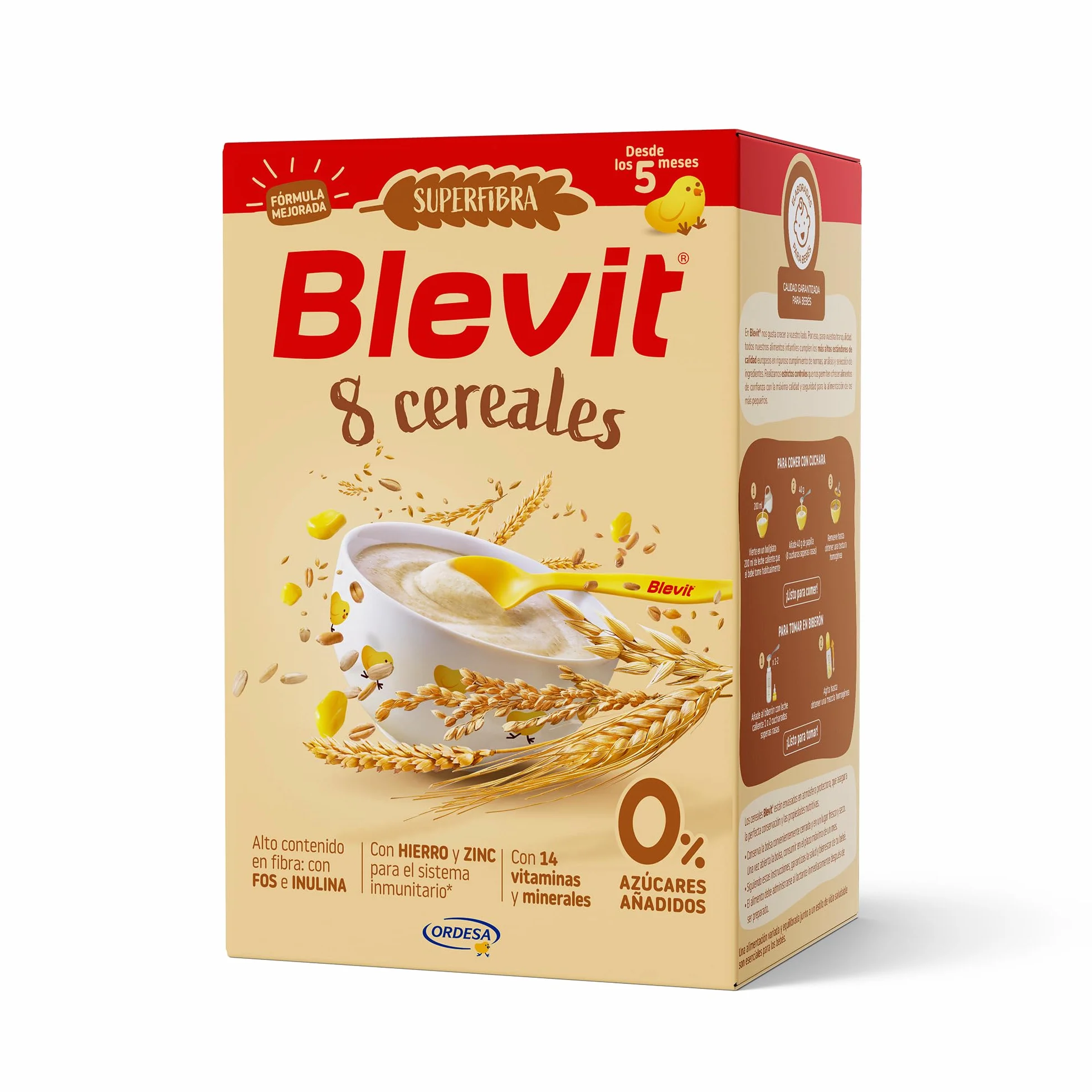 Blevit Superfibra 8 Cereales 500g Papilla para Bebé 5 Meses con Vitaminas, Minerales y Fibra