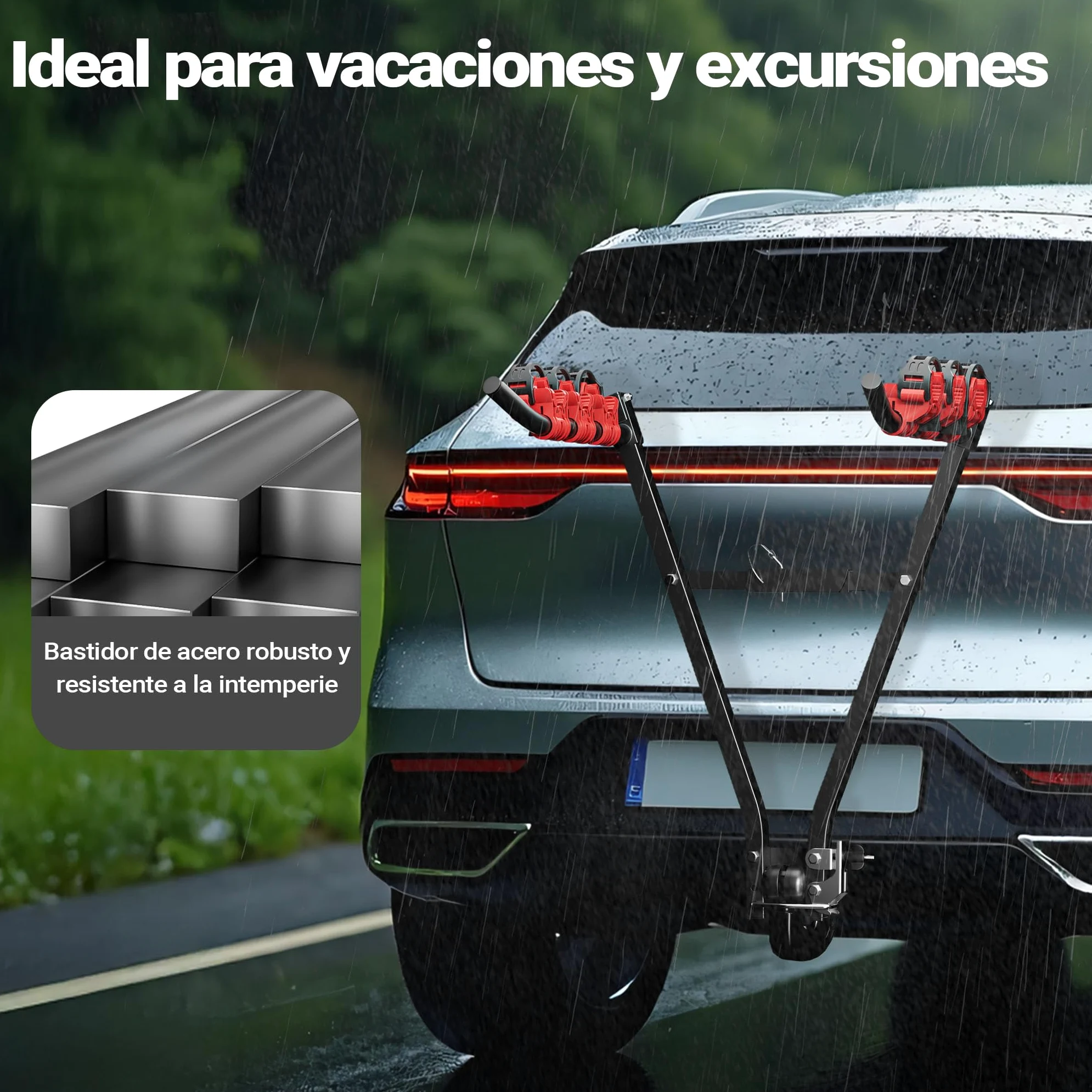 Wiltec Portabicicletas de Bola para 3 plazas – Soporte Resistente hasta 45 kg, Estructura de Acero Q235, instalación fácil, Transporte Seguro y Estable, Ideal para Coches y autocaravanas.