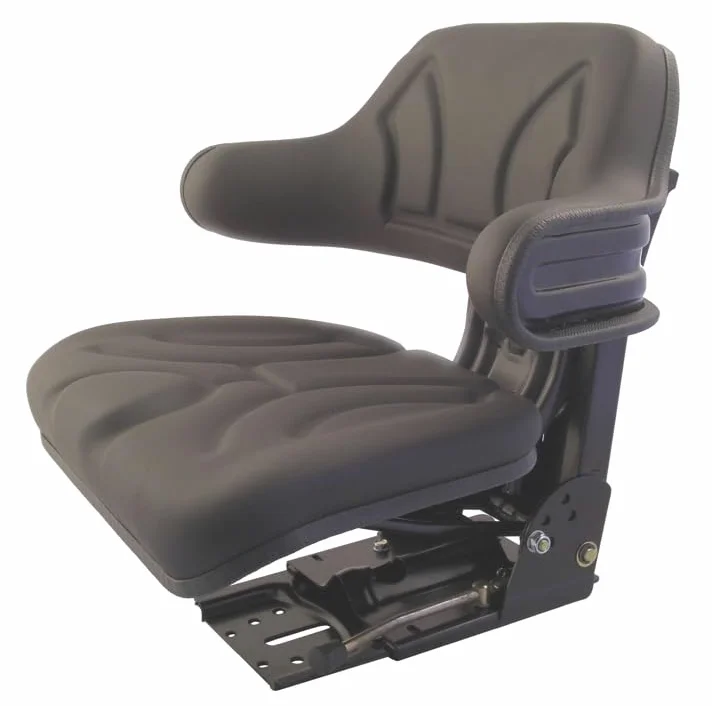 Asiento de tractor VS200 con suspensión universal para maquinaria agrícola – polipiel PVC, 50–120 kg, suspensión 100 mm, ajuste longitudinal e inclinable, asiento ergonómico para tractor agrícola y