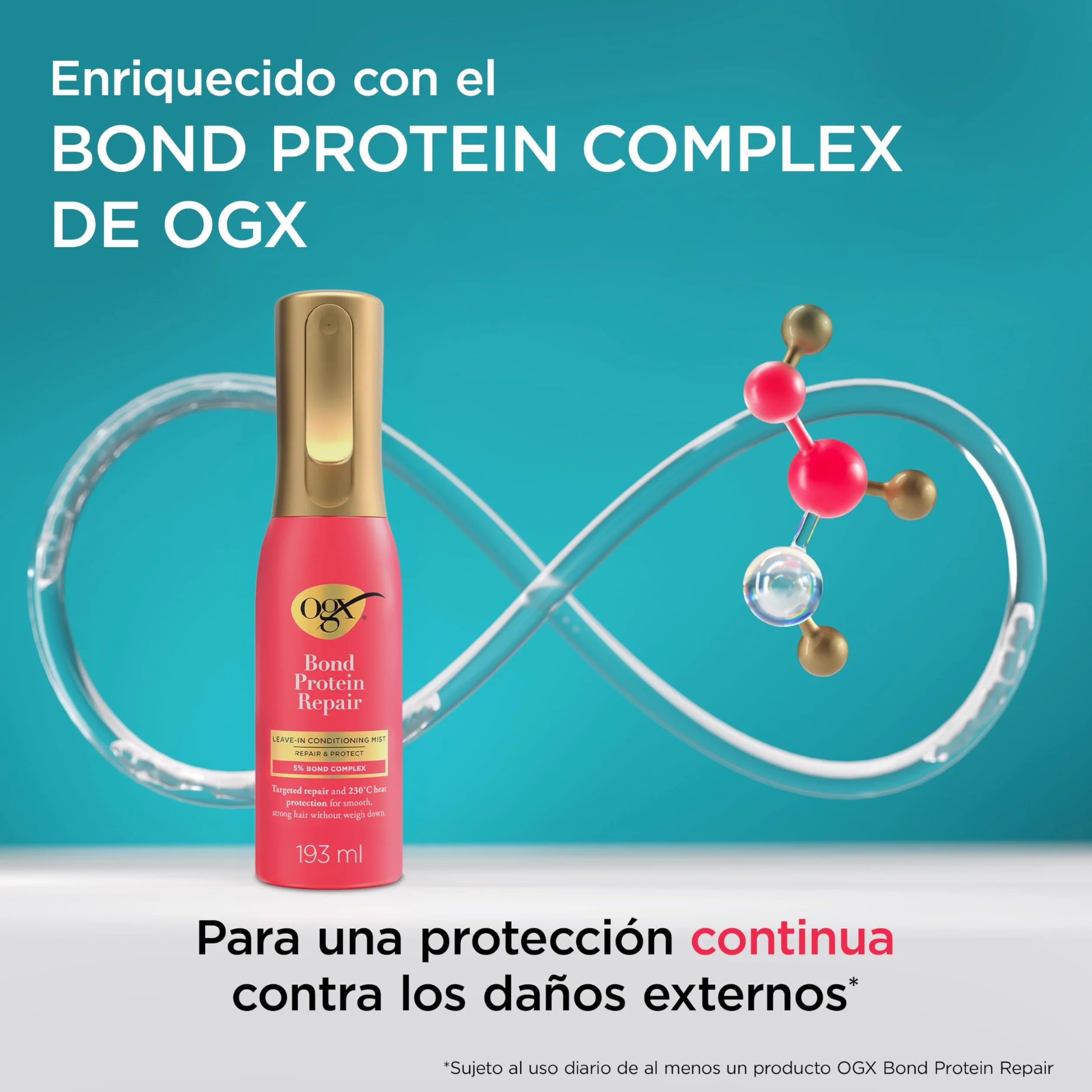 OGX Bond Protein Repair Leave in Conditioner Mist 193 ml protector térmico 230°C cabello seco dañado